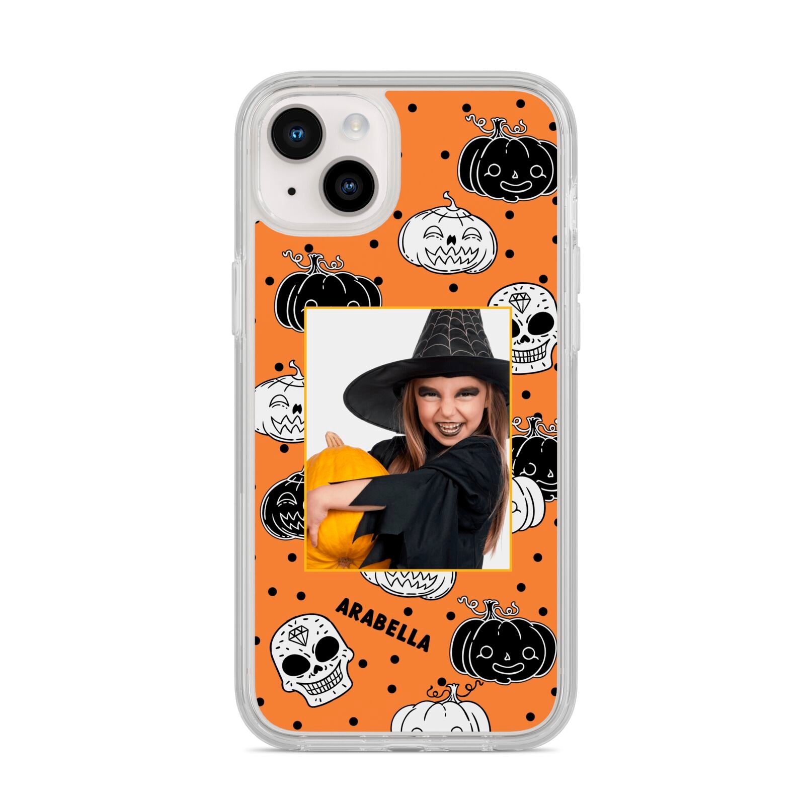 Halloween Pumpkins Photo Upload iPhone 14 Plus Clear Tough Case Starlight