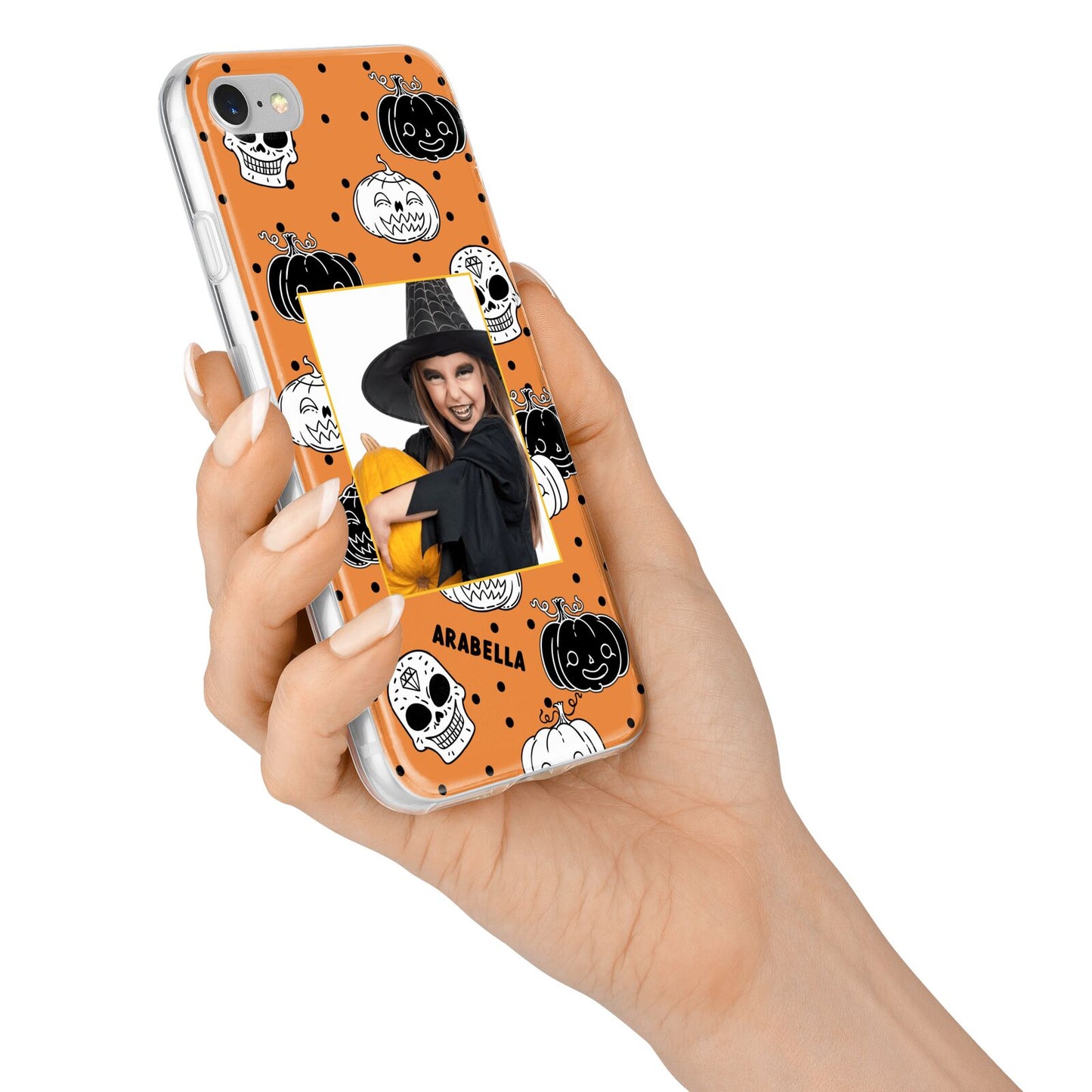 Halloween Pumpkins Photo Upload iPhone 7 Bumper Case on Silver iPhone Alternative Image