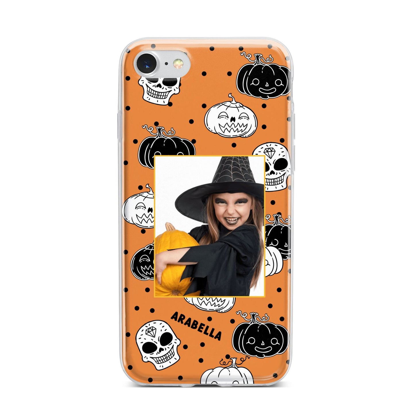 Halloween Pumpkins Photo Upload iPhone 7 Bumper Case on Silver iPhone