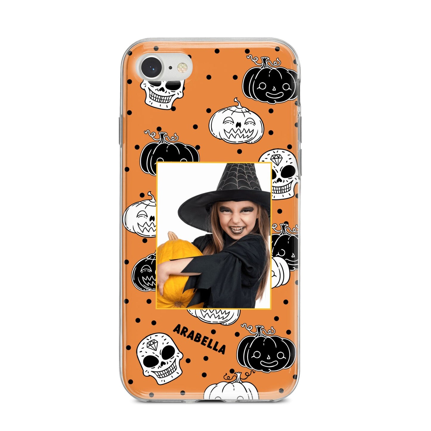 Halloween Pumpkins Photo Upload iPhone 8 Bumper Case on Silver iPhone