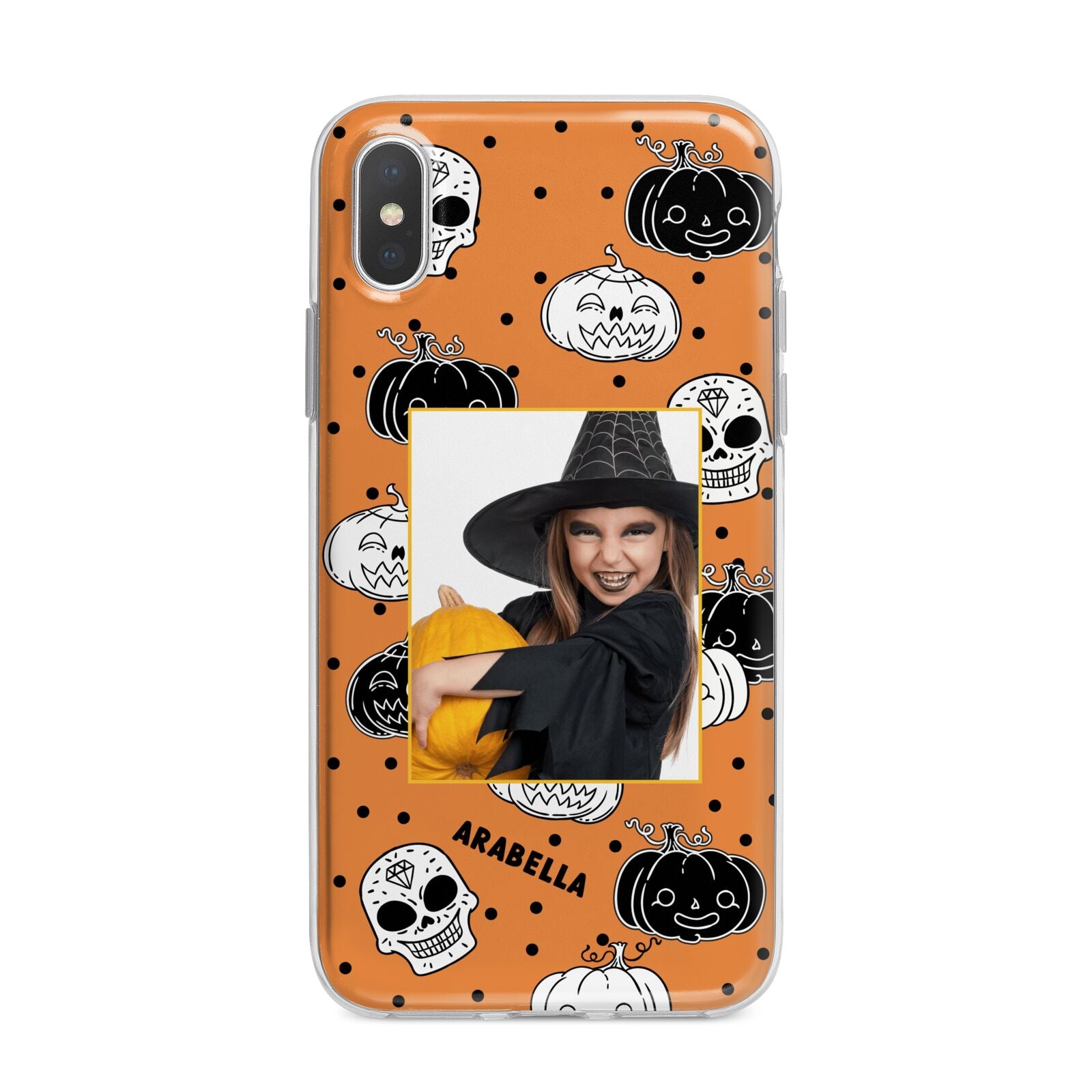 Halloween Pumpkins Photo Upload iPhone X Bumper Case on Silver iPhone Alternative Image 1