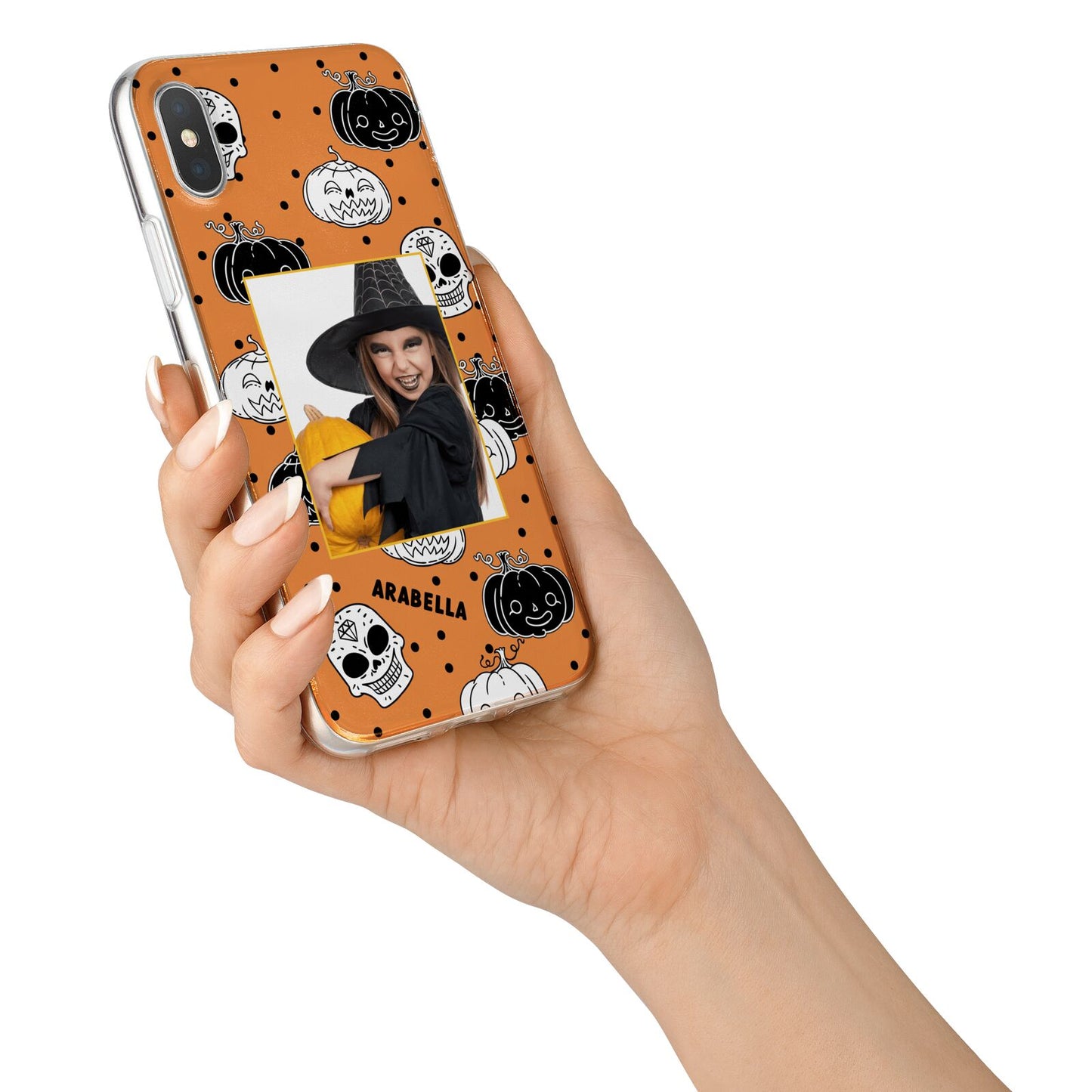 Halloween Pumpkins Photo Upload iPhone X Bumper Case on Silver iPhone Alternative Image 2