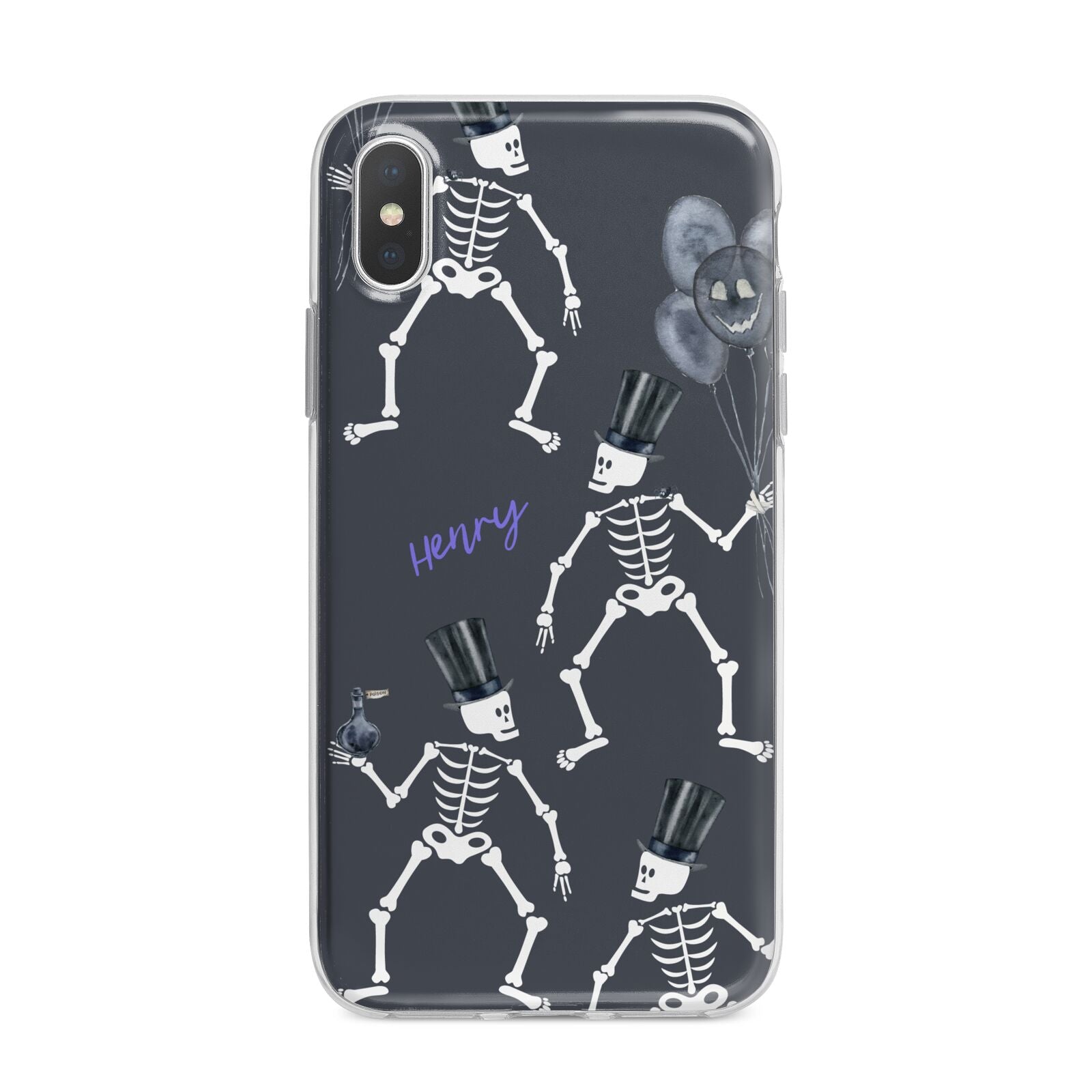 Halloween Skeleton iPhone X Bumper Case on Silver iPhone Alternative Image 1