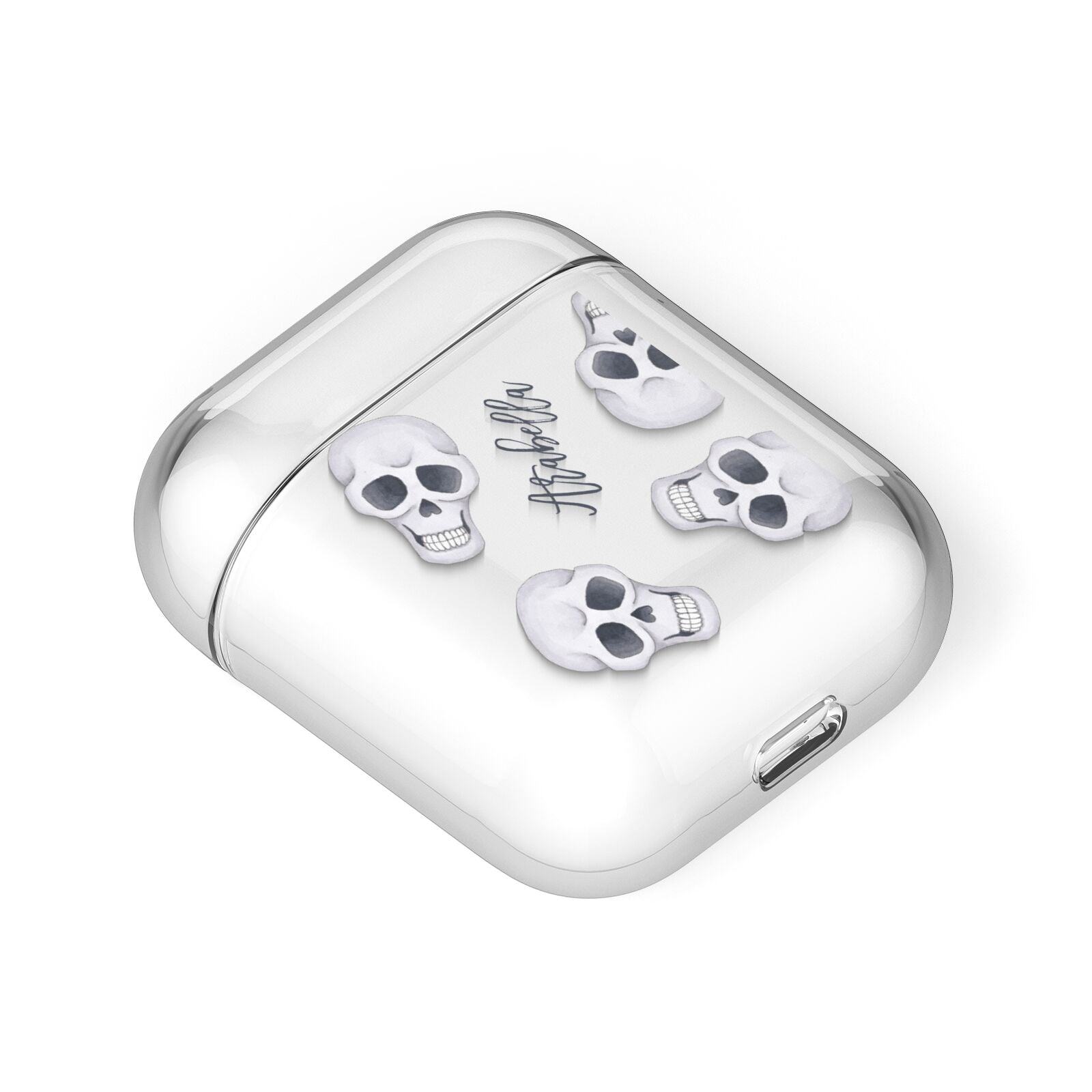 Halloween Skulls AirPods Case Laid Flat