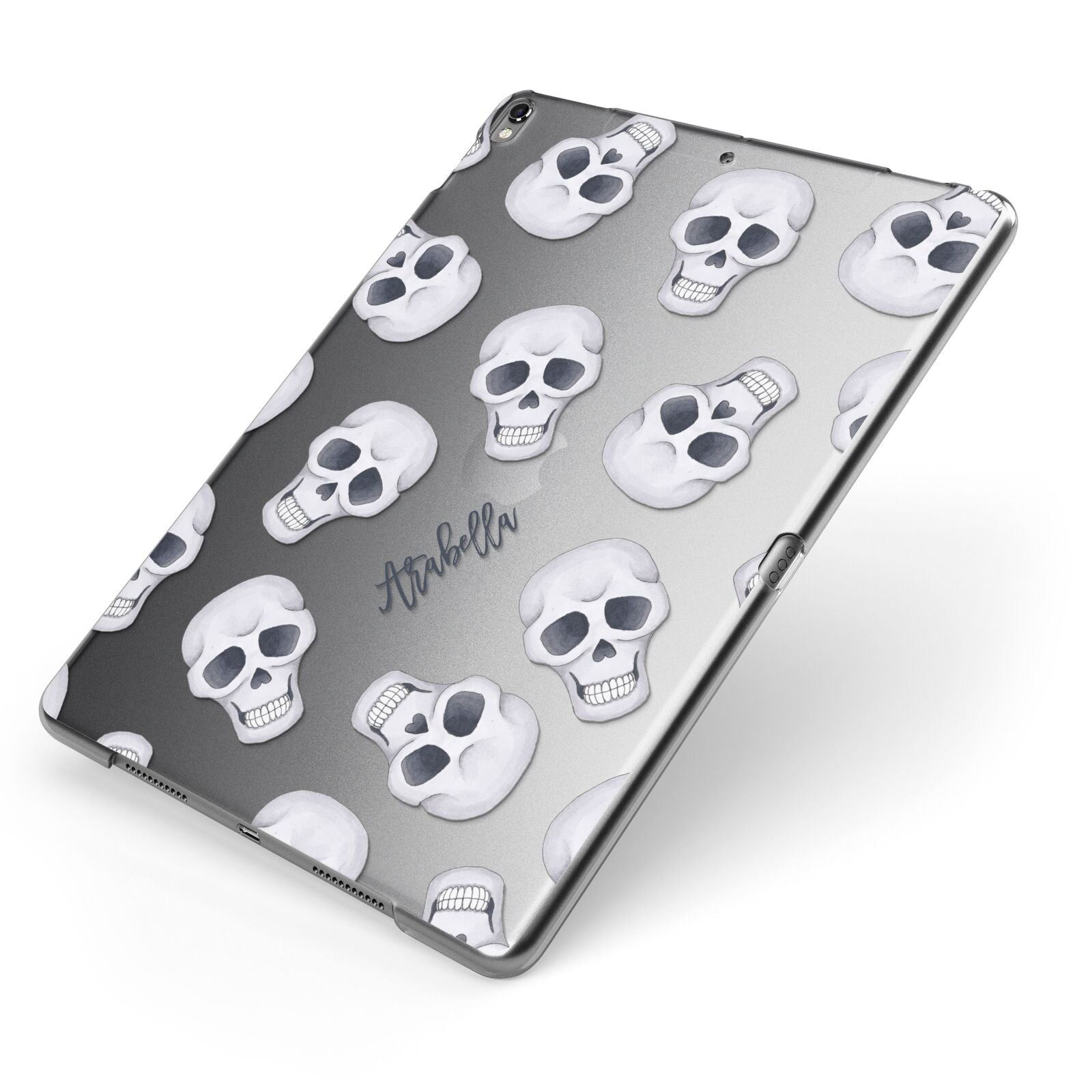 Halloween Skulls Apple iPad Case on Grey iPad Side View