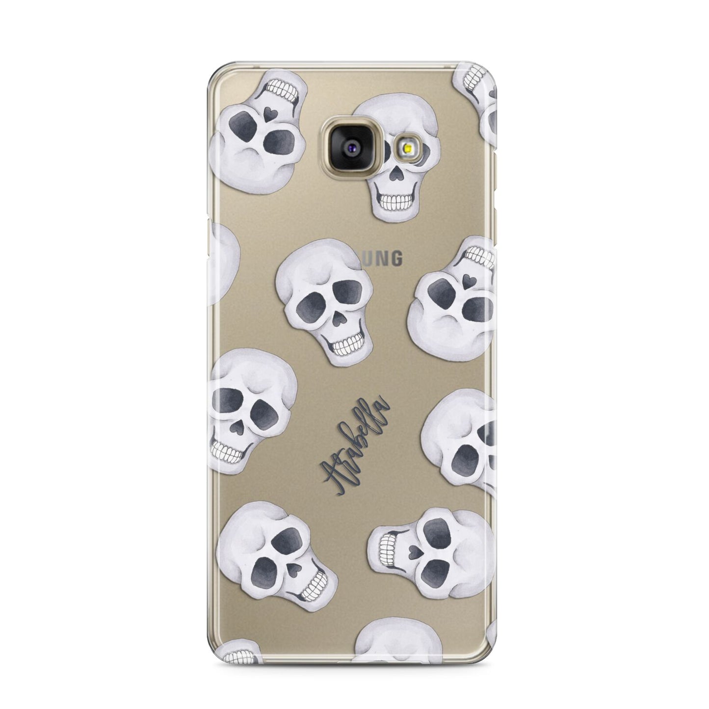 Halloween Skulls Samsung Galaxy A3 2016 Case on gold phone