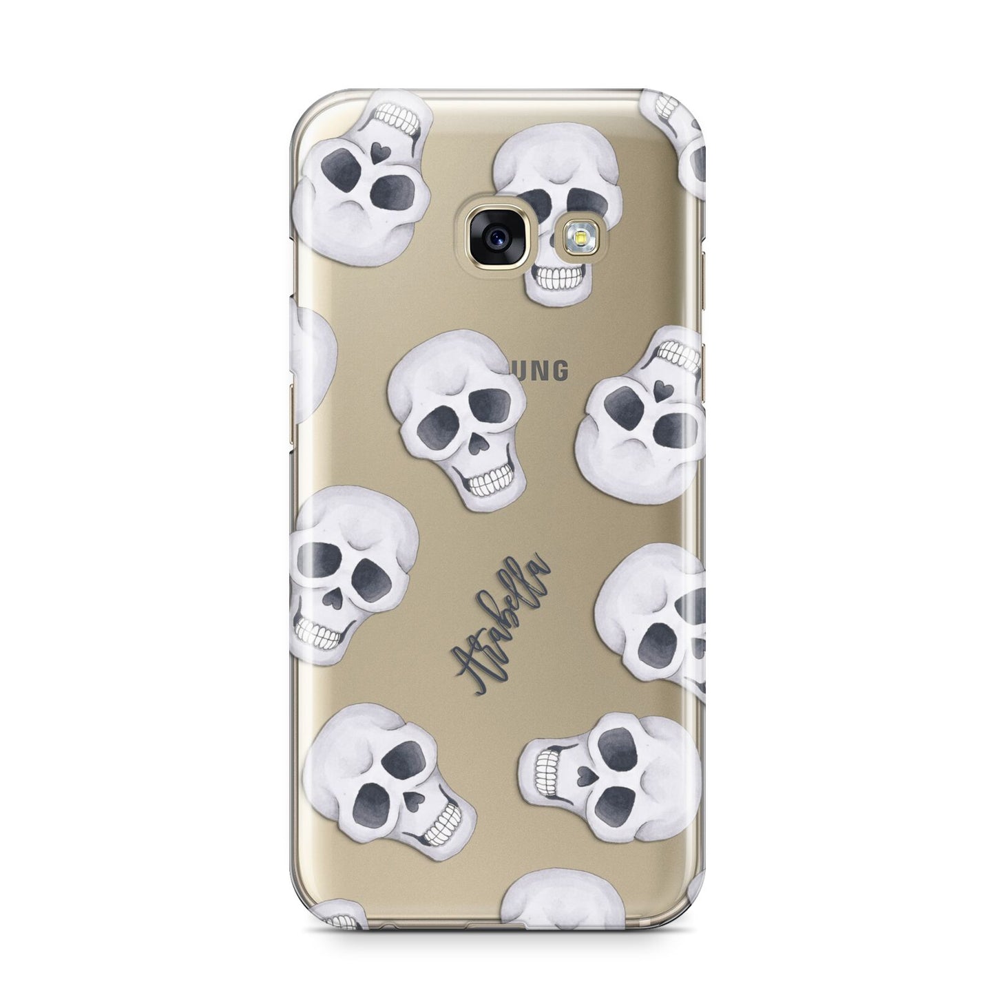 Halloween Skulls Samsung Galaxy A3 2017 Case on gold phone