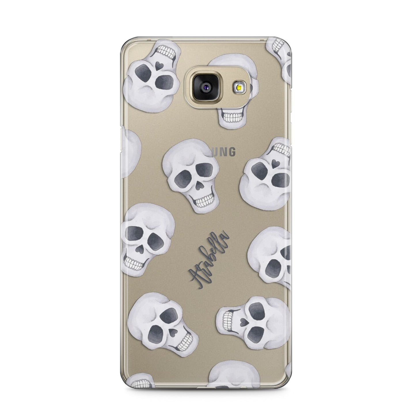 Halloween Skulls Samsung Galaxy A5 2016 Case on gold phone