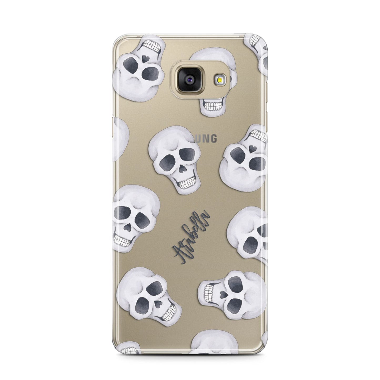 Halloween Skulls Samsung Galaxy A7 2016 Case on gold phone