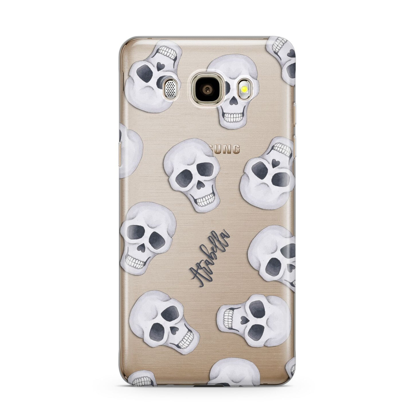 Halloween Skulls Samsung Galaxy J7 2016 Case on gold phone