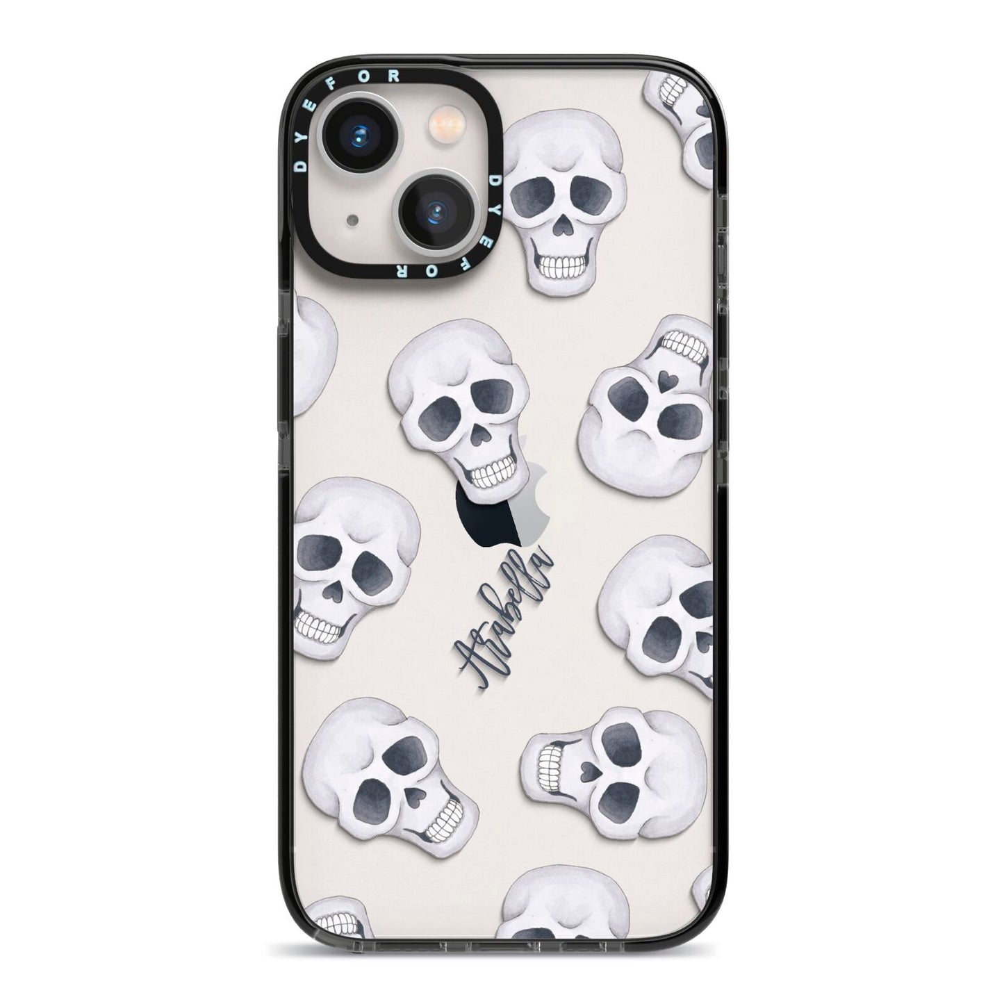 Halloween Skulls iPhone 13 Black Impact Case on Silver phone