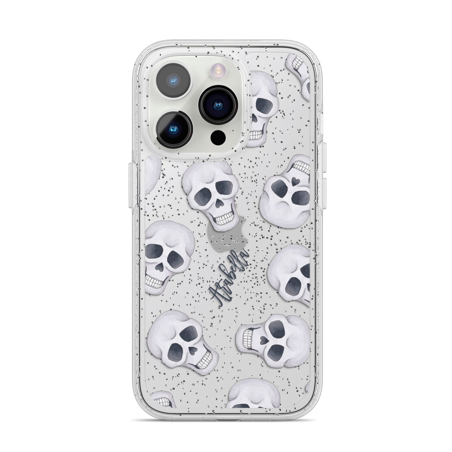 Halloween Skulls iPhone 14 Pro Glitter Tough Case Silver