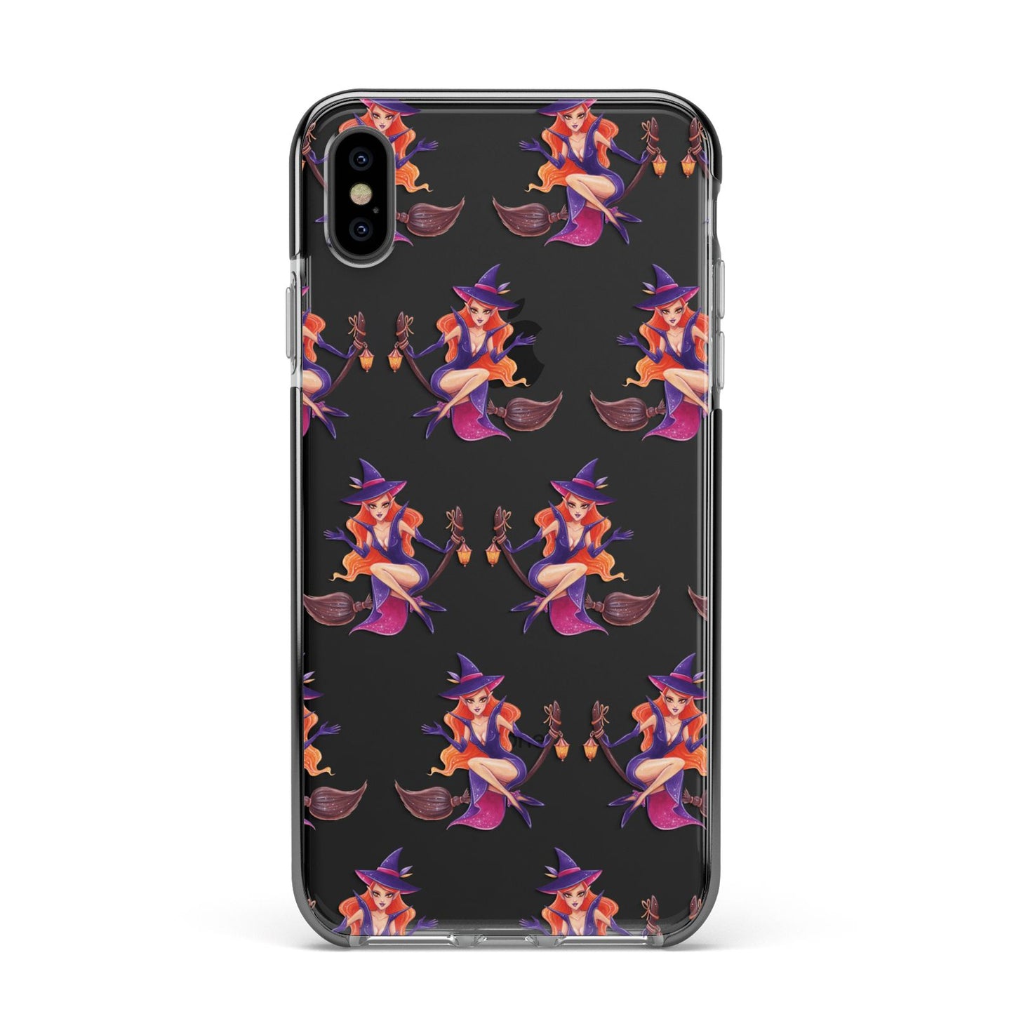 Halloween Witch Apple iPhone Xs Max Impact Case Black Edge on Black Phone