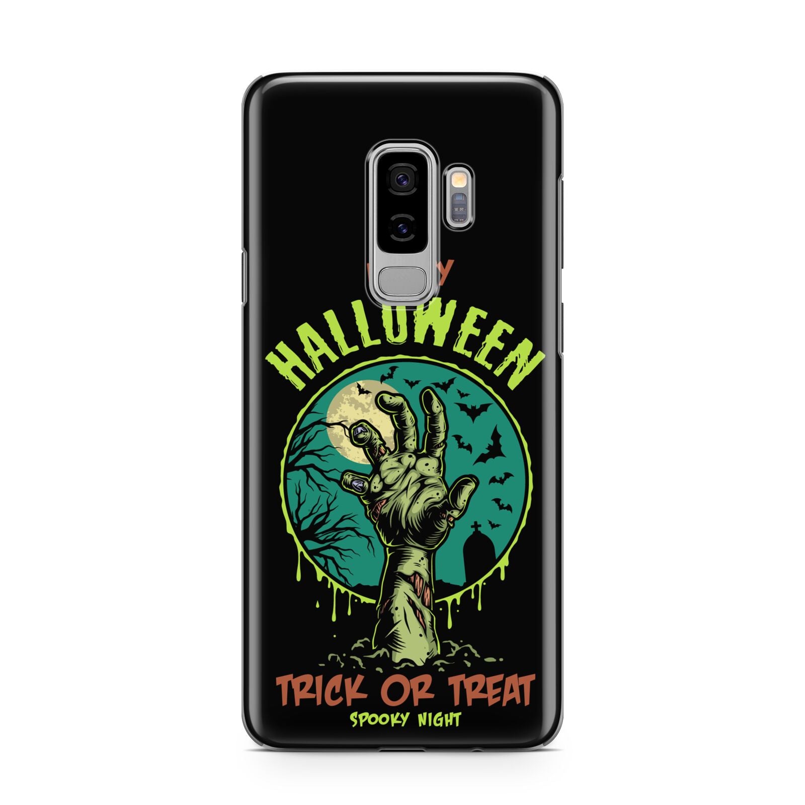 Halloween Zombie Hand Samsung Galaxy S9 Plus Case on Silver phone