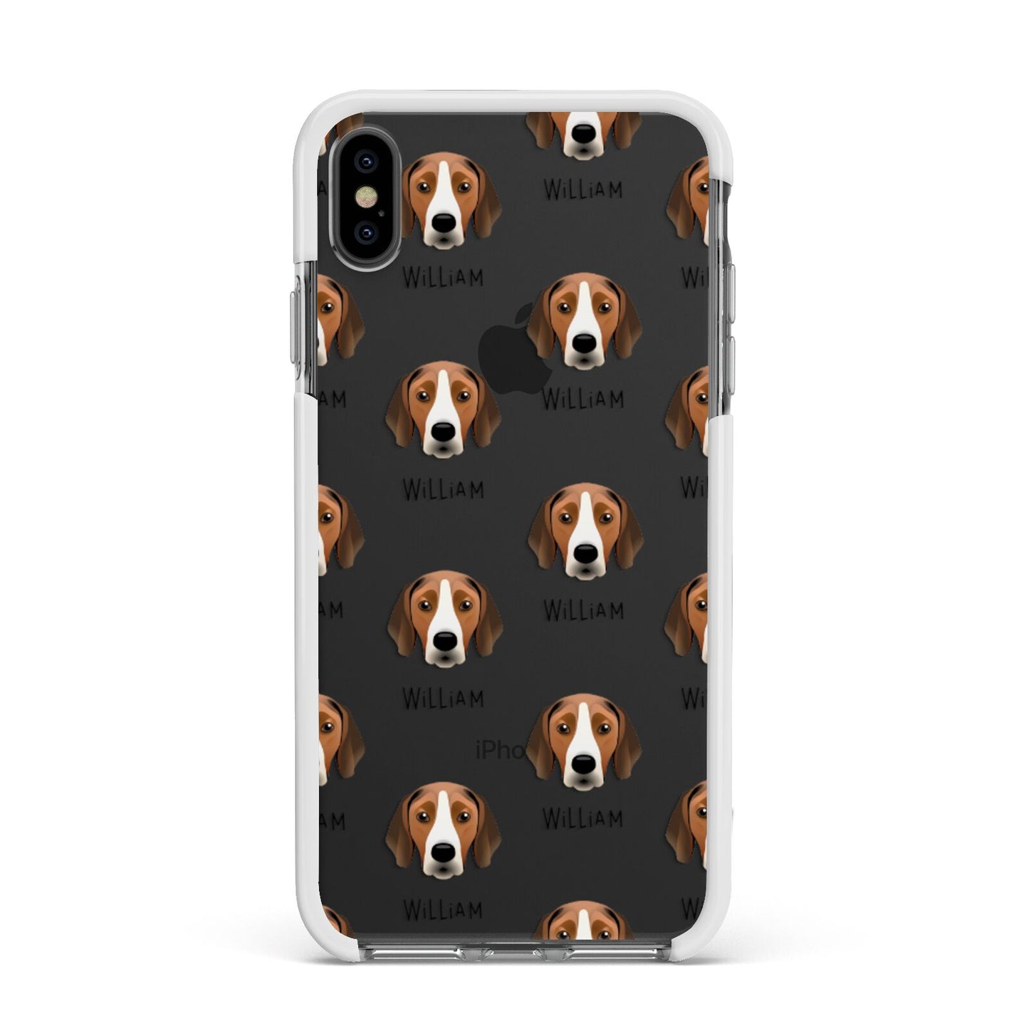 Hamiltonstovare Icon with Name Apple iPhone Xs Max Impact Case White Edge on Black Phone