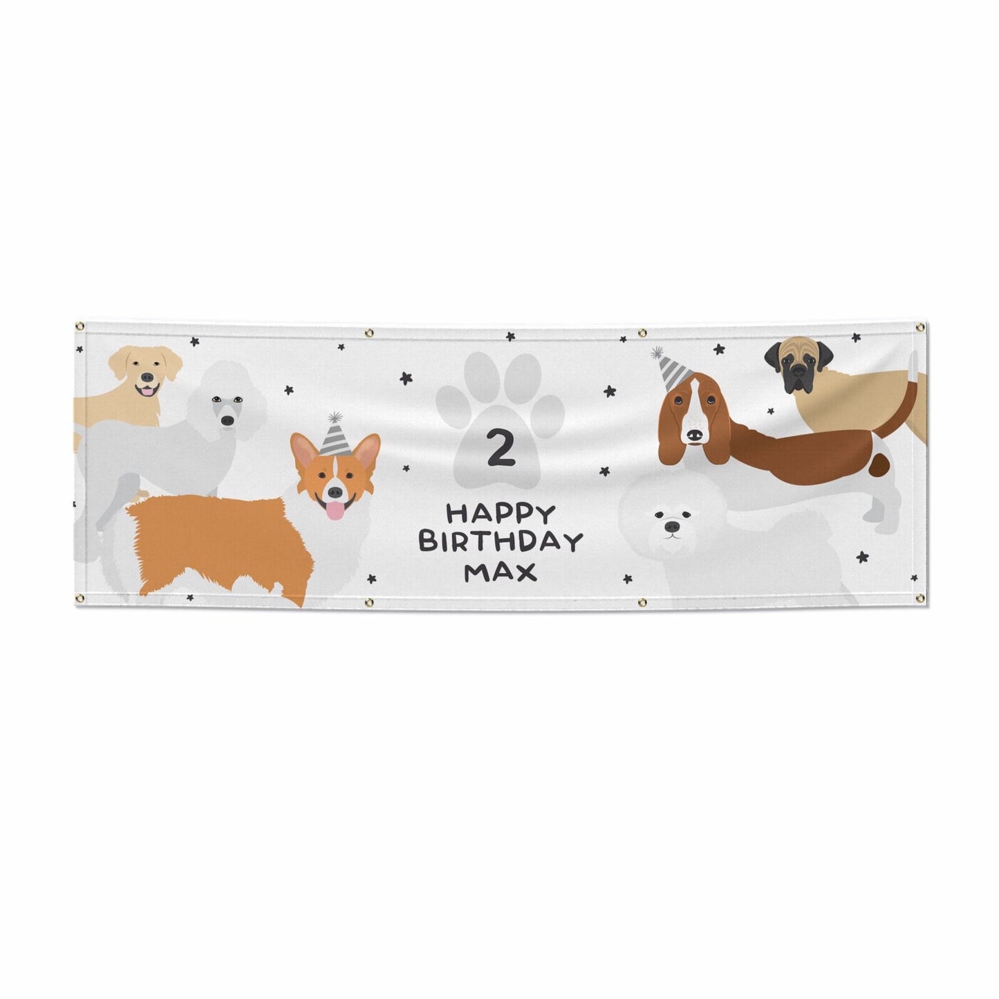 Happy Birthday Personalised Dogs 6x2 Vinly Banner with Grommets