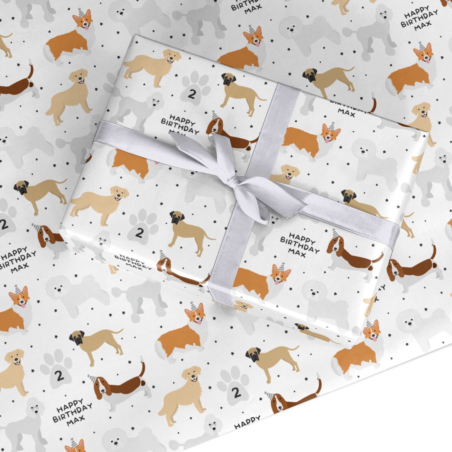 Personalized Paw Prints Wrapping Paper Sheets