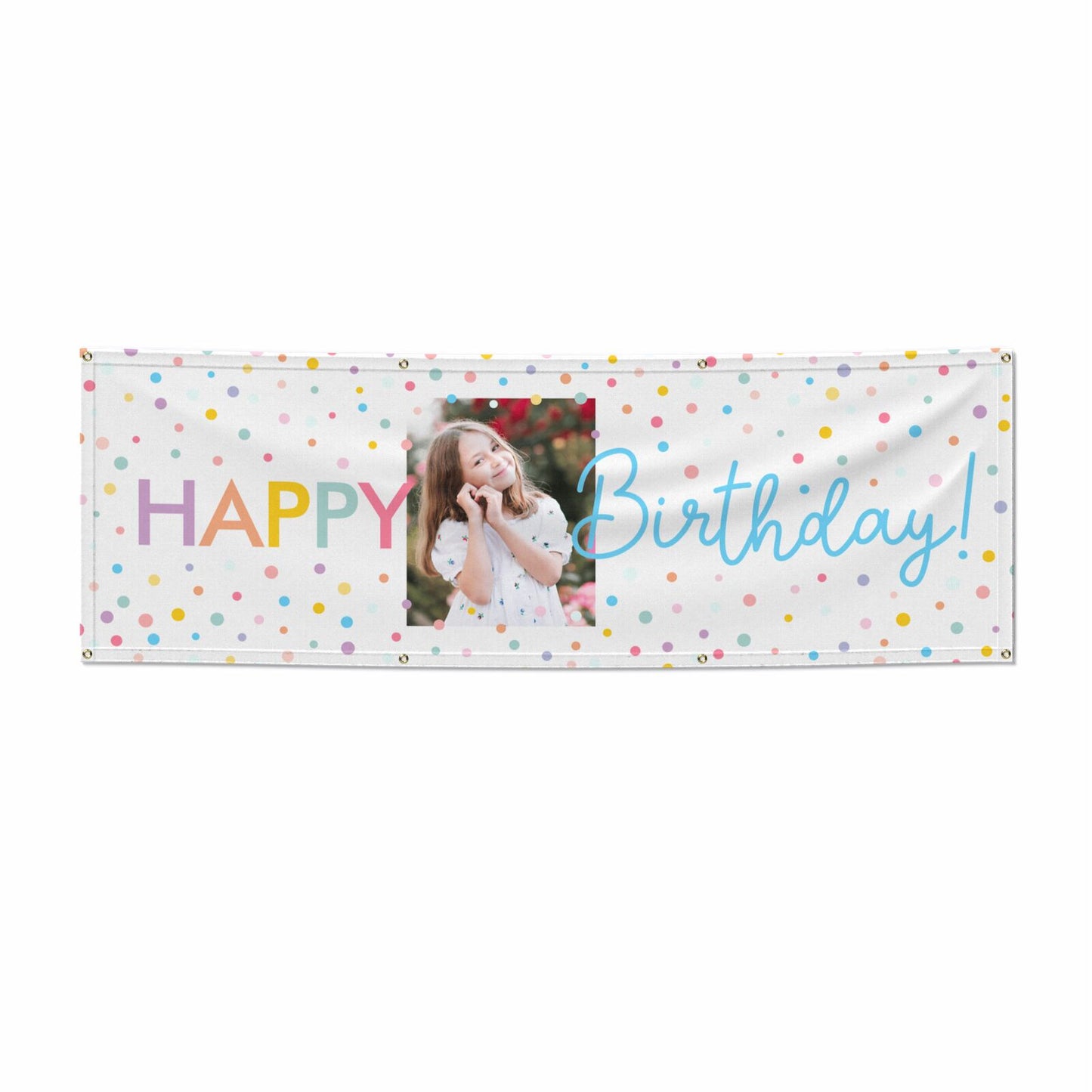 Happy Birthday Photo Personalised 6x2 Vinly Banner with Grommets