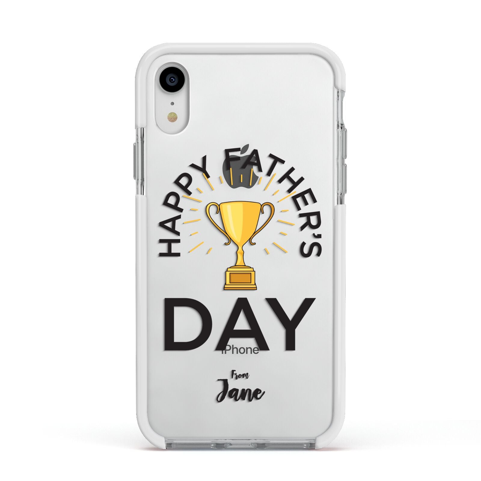 Happy Fathers Day Apple iPhone XR Impact Case White Edge on Silver Phone