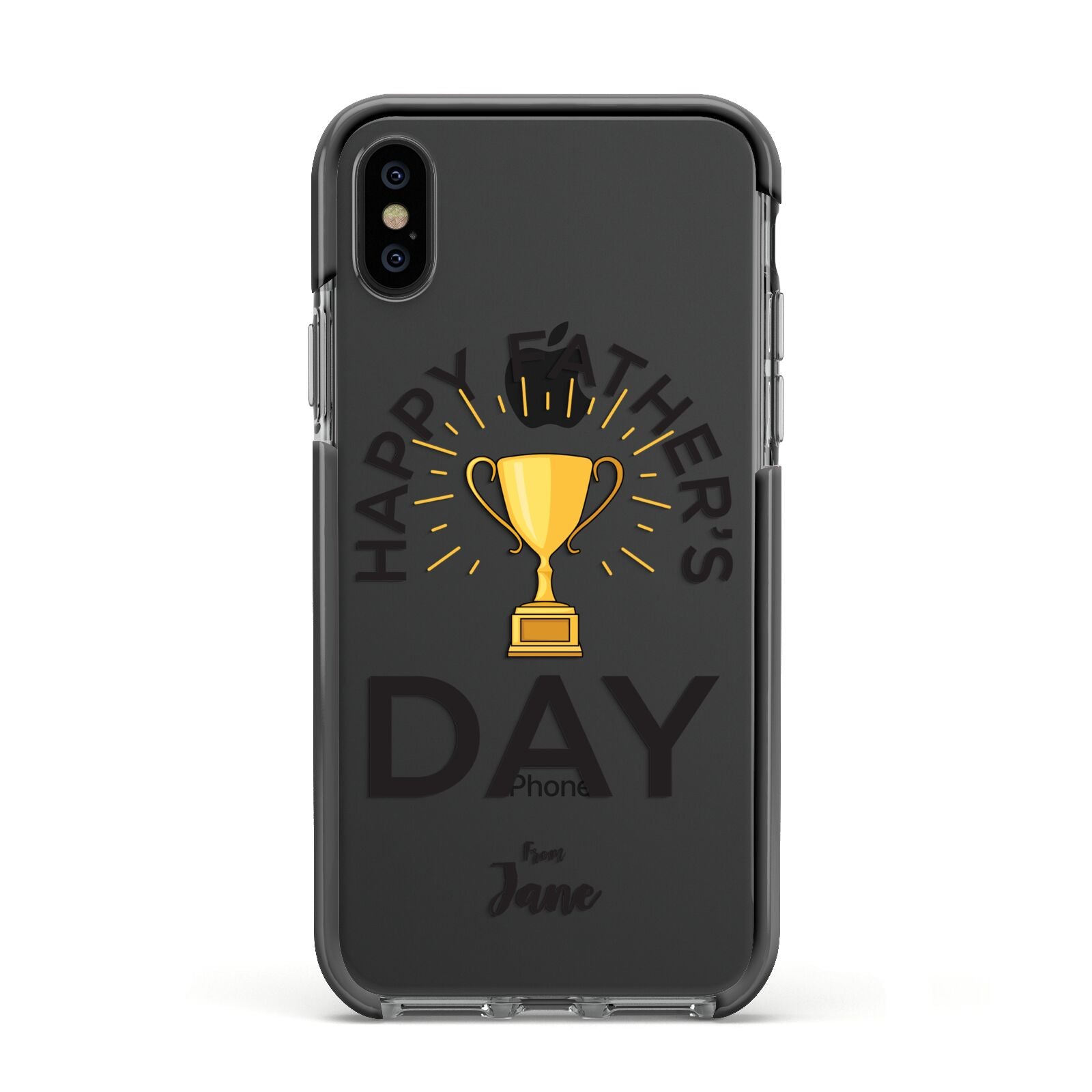 Happy Fathers Day Apple iPhone Xs Impact Case Black Edge on Black Phone