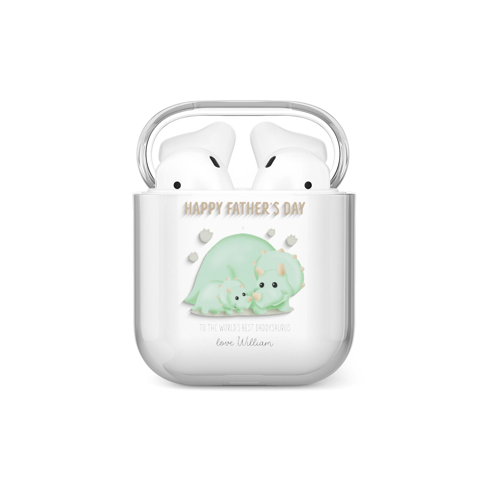 Happy Fathers Day Custom Triceratops AirPods Case