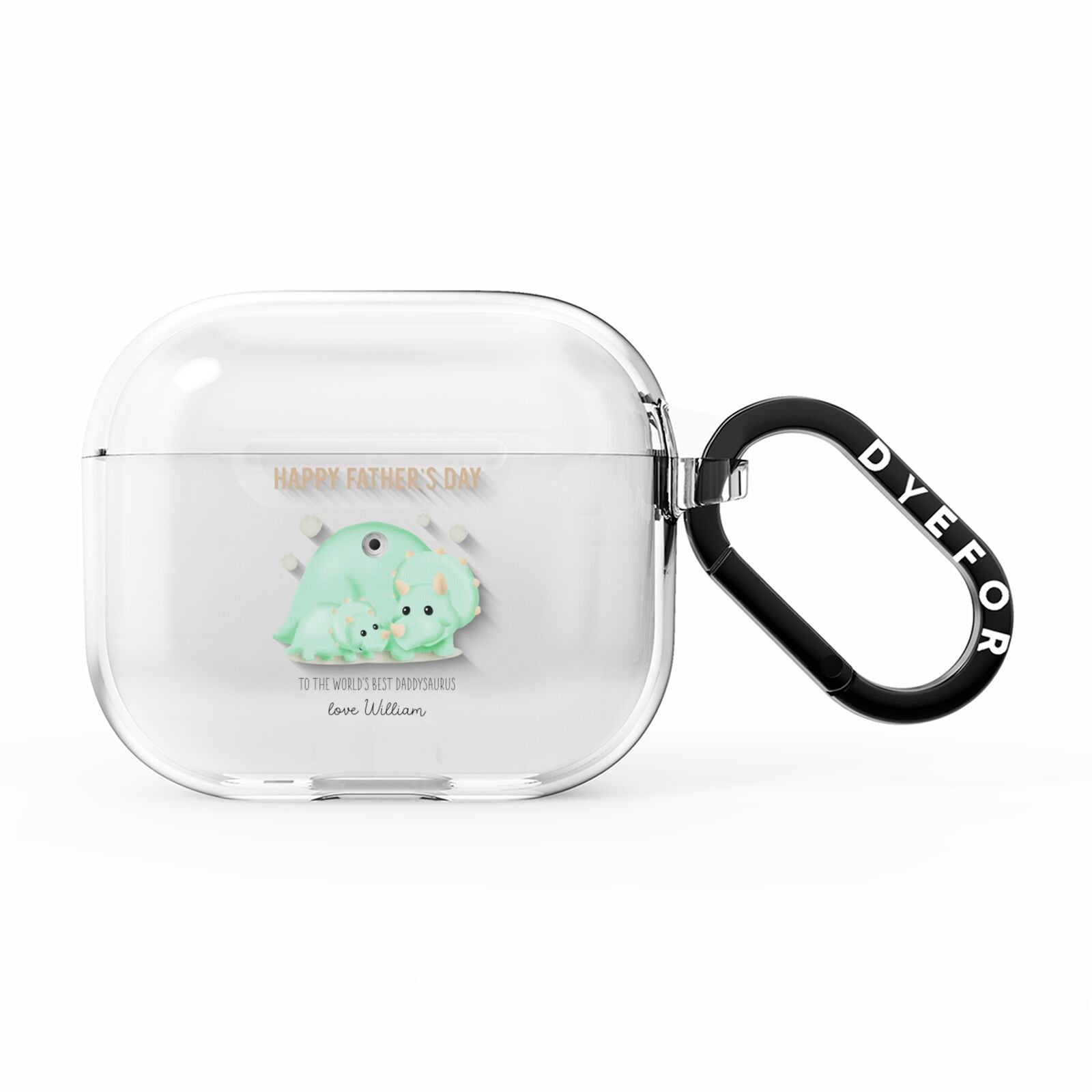 Happy Fathers Day Custom Triceratops AirPods Clear Case 3rd Gen