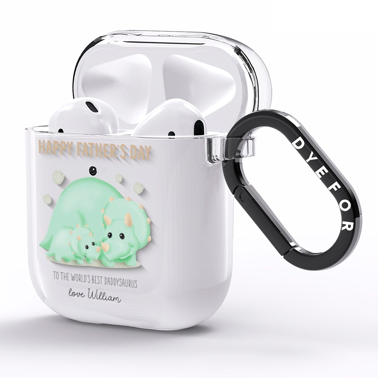 Happy Fathers Day Custom Triceratops AirPods Clear Case Side Image