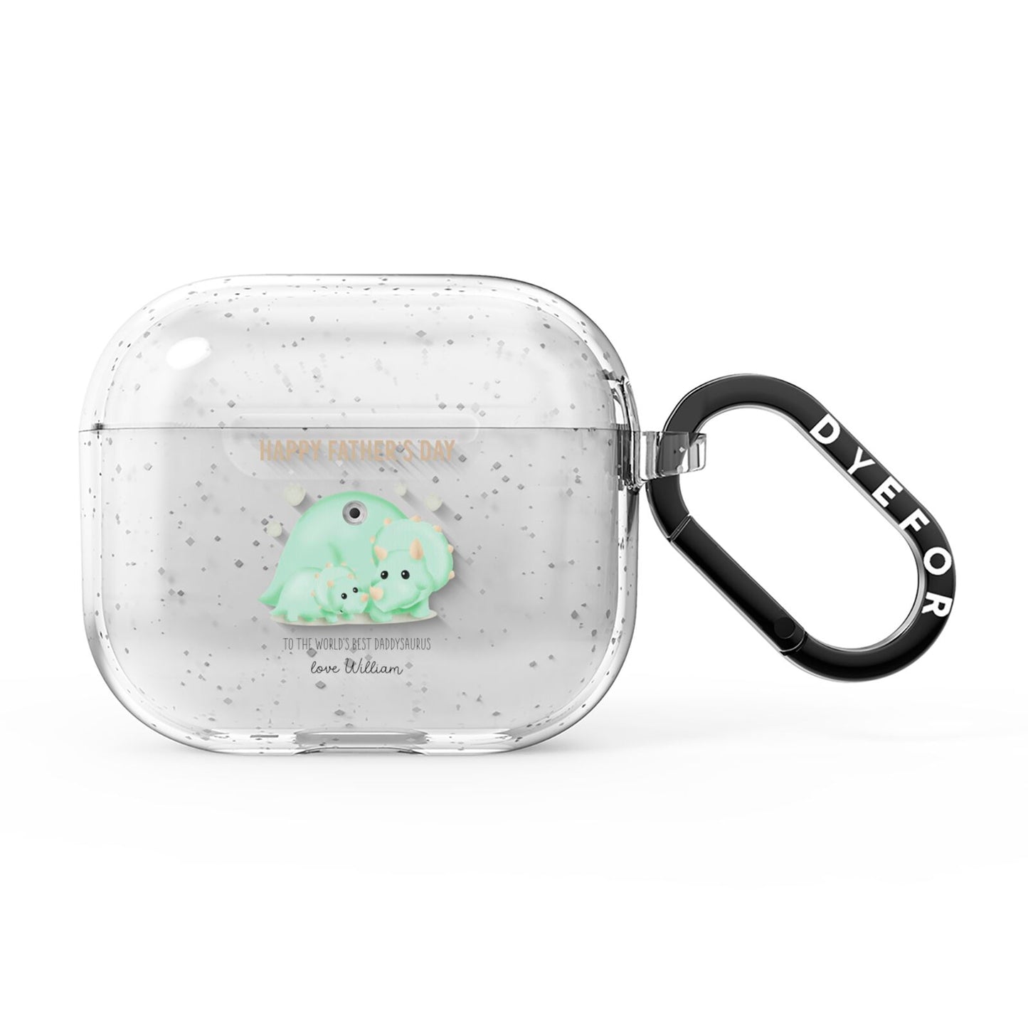 Happy Fathers Day Custom Triceratops AirPods Glitter Case 3rd Gen