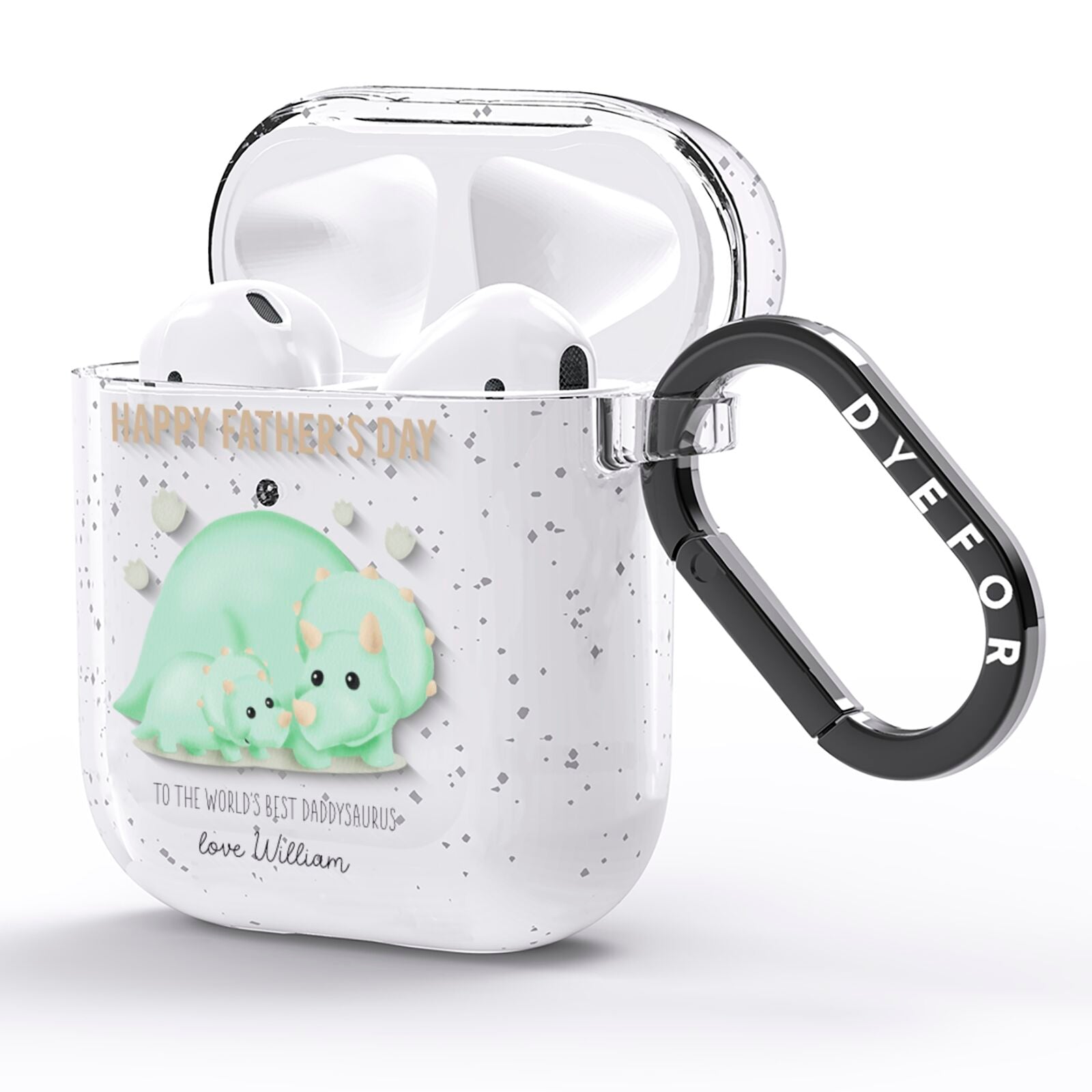 Happy Fathers Day Custom Triceratops AirPods Glitter Case Side Image