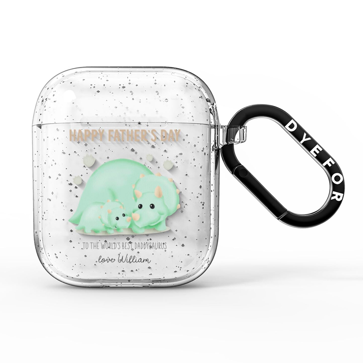 Happy Fathers Day Custom Triceratops AirPods Glitter Case