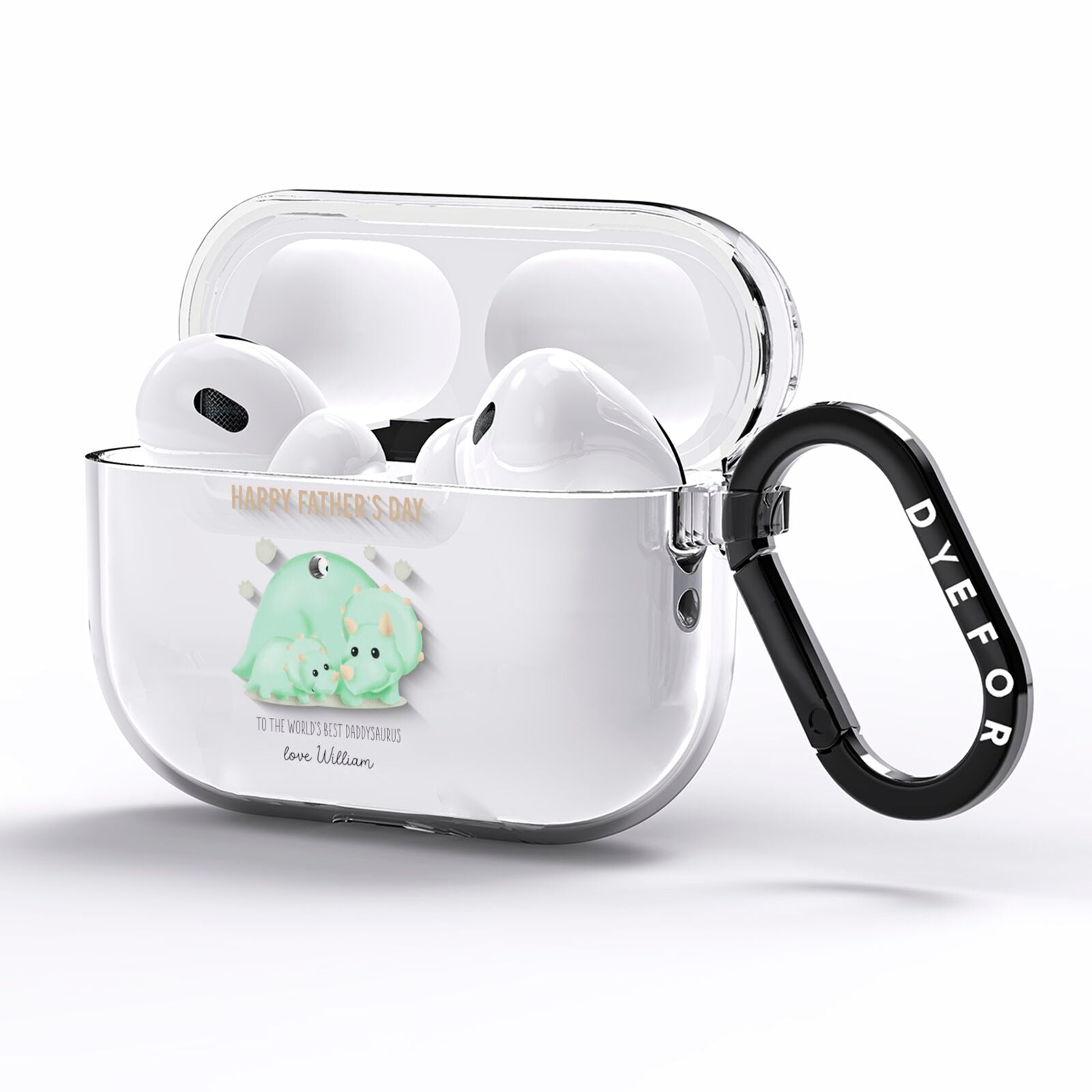 Happy Fathers Day Custom Triceratops AirPods Pro Clear Case Side Image