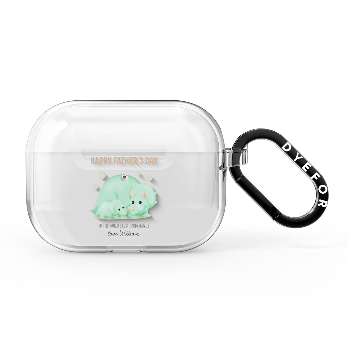 Happy Fathers Day Custom Triceratops AirPods Pro Clear Case