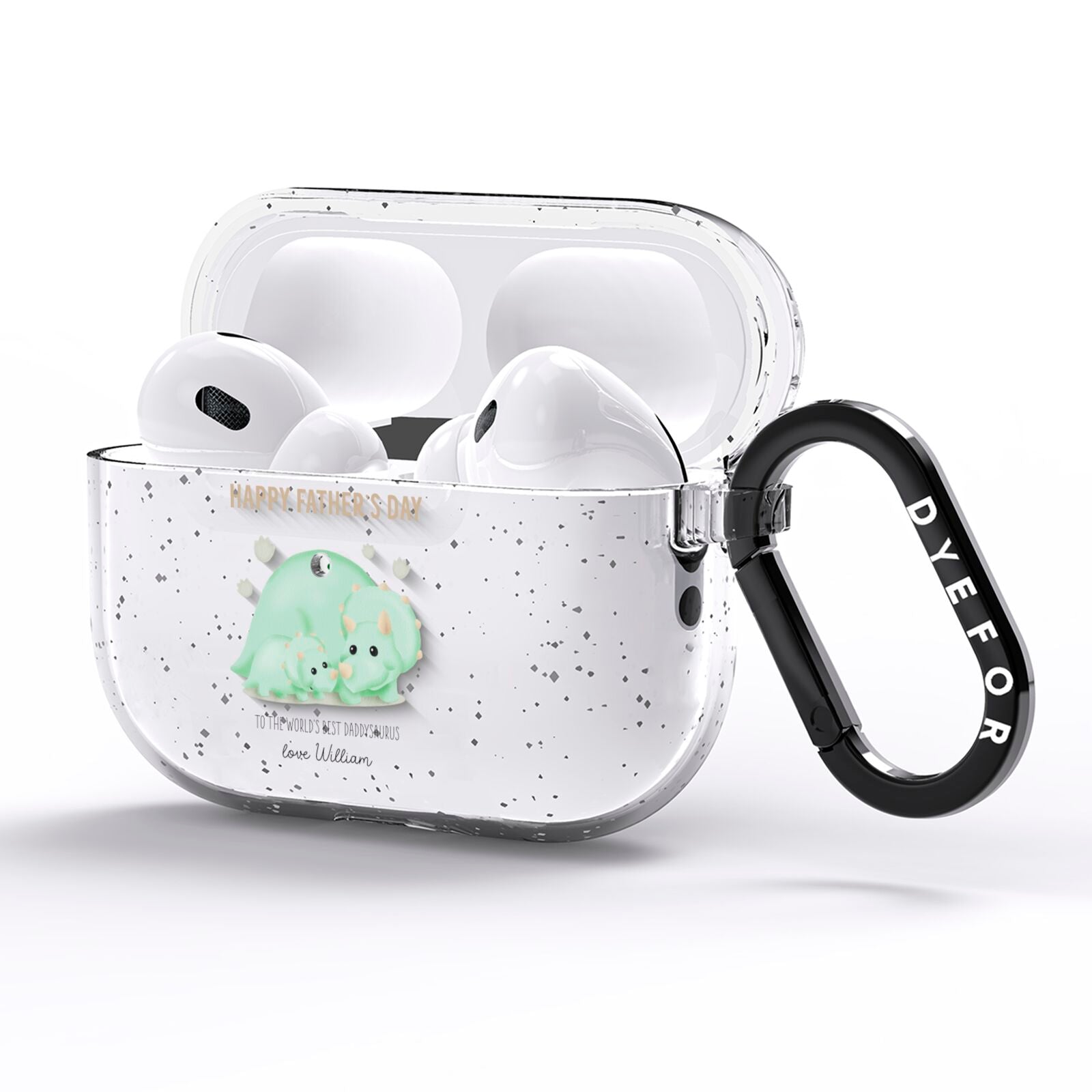 Happy Fathers Day Custom Triceratops AirPods Pro Glitter Case Side Image