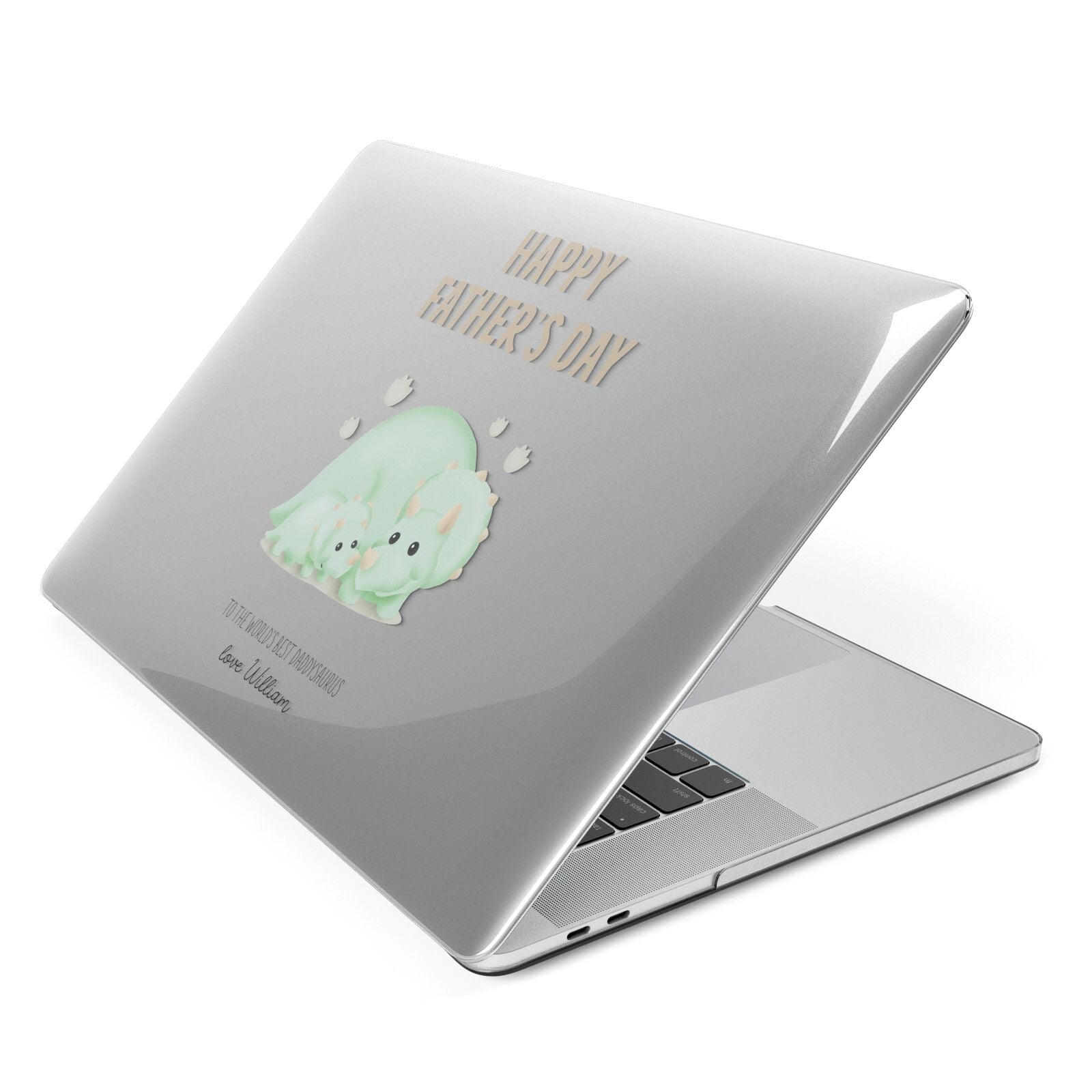 Happy Fathers Day Custom Triceratops Apple MacBook Case Side View