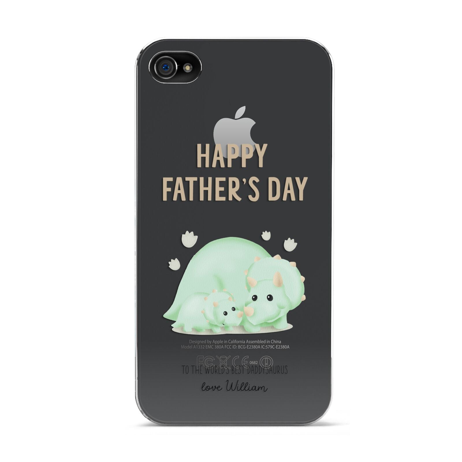 Happy Fathers Day Custom Triceratops Apple iPhone 4s Case