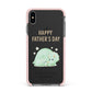 Happy Fathers Day Custom Triceratops Apple iPhone Xs Max Impact Case Pink Edge on Black Phone