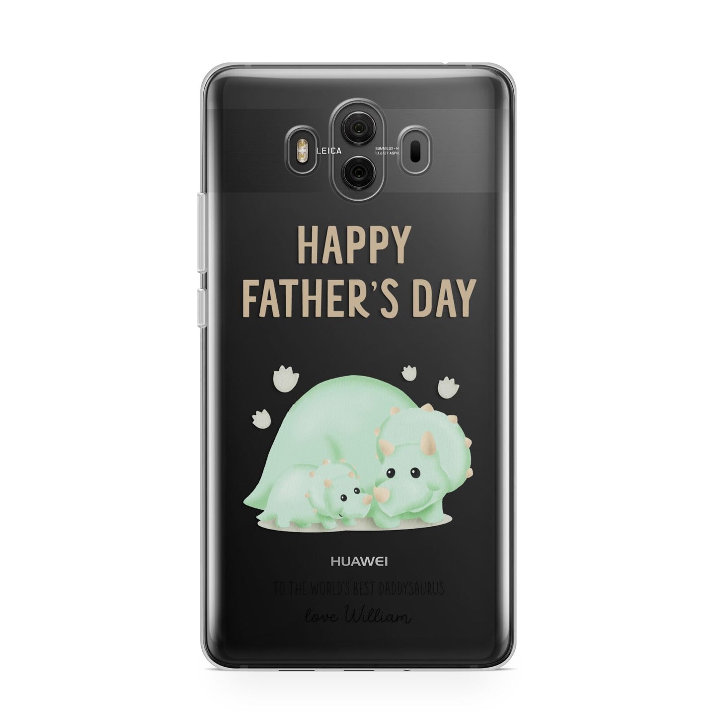 Happy Fathers Day Custom Triceratops Huawei Mate 10 Protective Phone Case