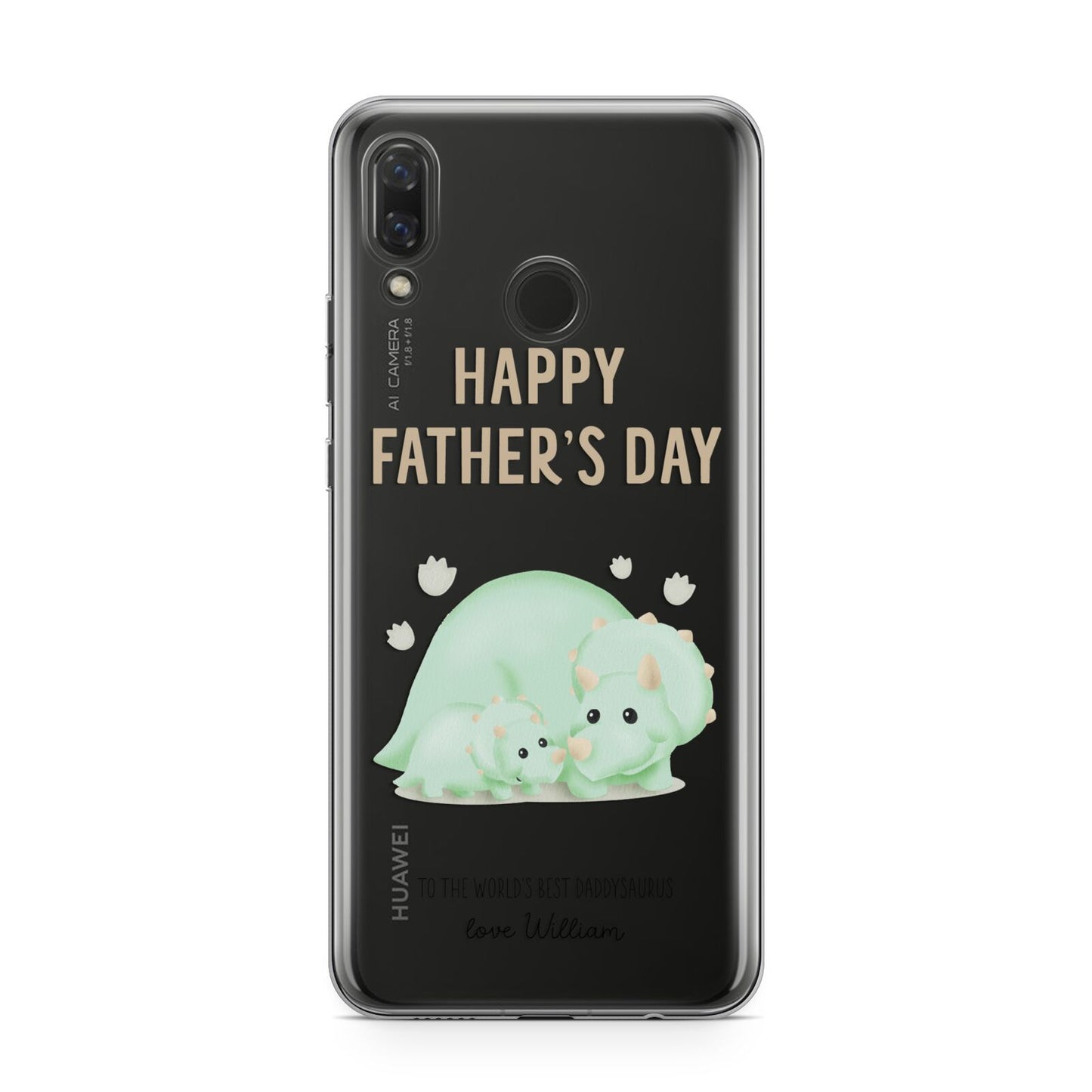 Happy Fathers Day Custom Triceratops Huawei Nova 3 Phone Case