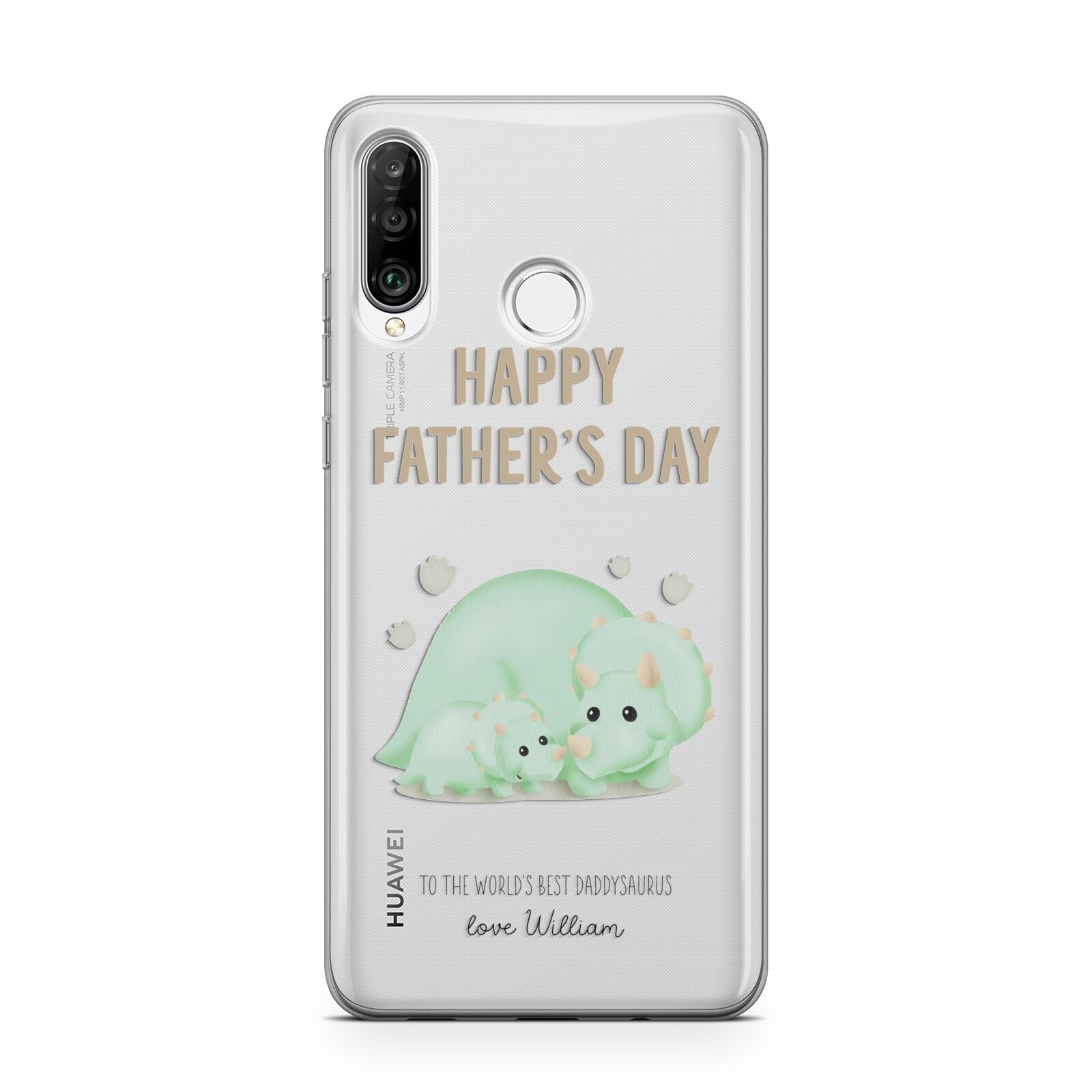 Happy Fathers Day Custom Triceratops Huawei P30 Lite Phone Case