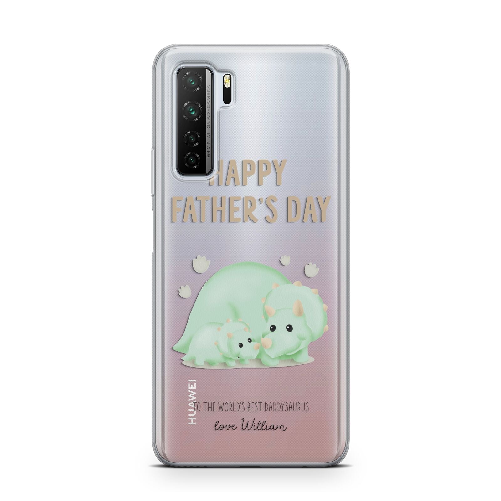 Happy Fathers Day Custom Triceratops Huawei P40 Lite 5G Phone Case