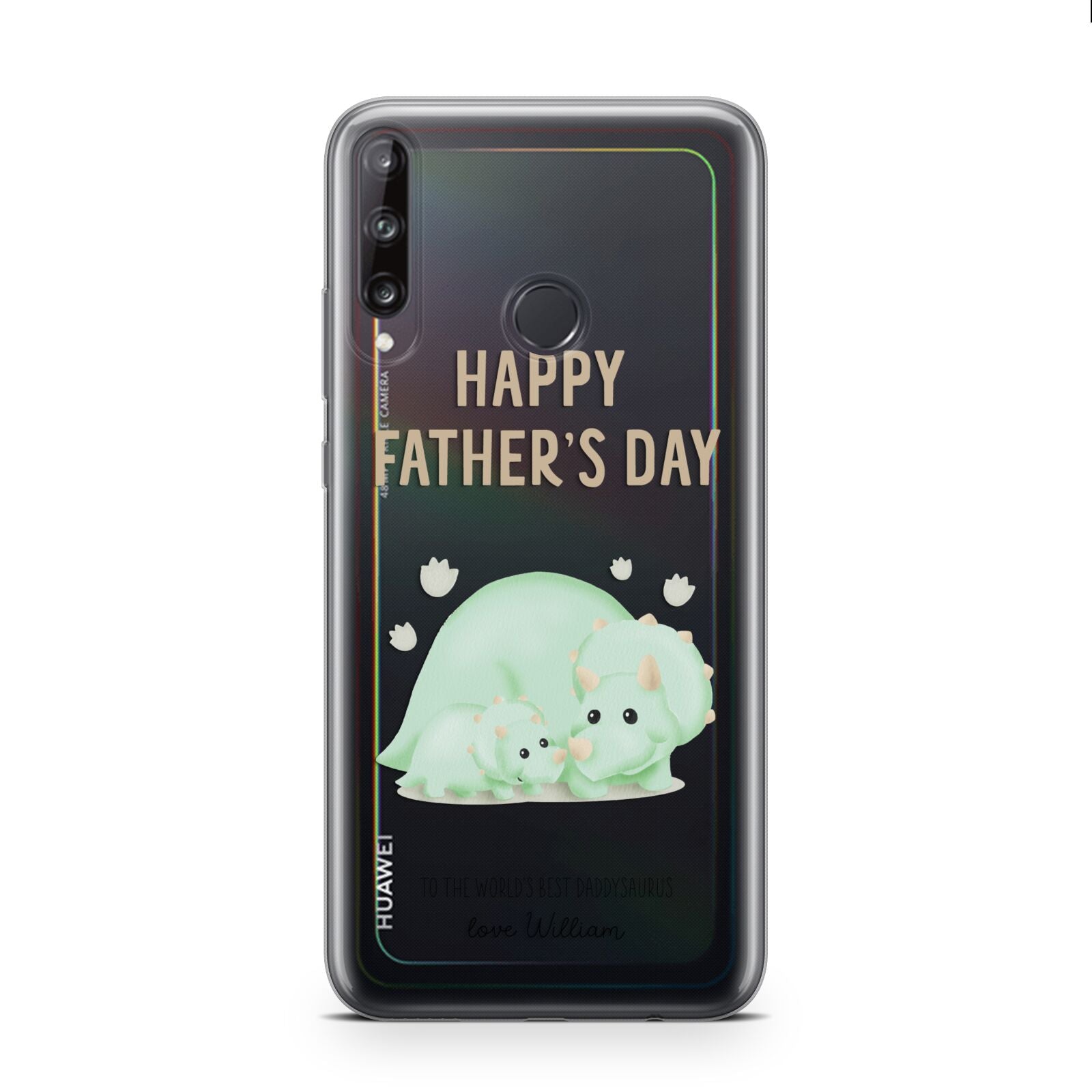 Happy Fathers Day Custom Triceratops Huawei P40 Lite E Phone Case