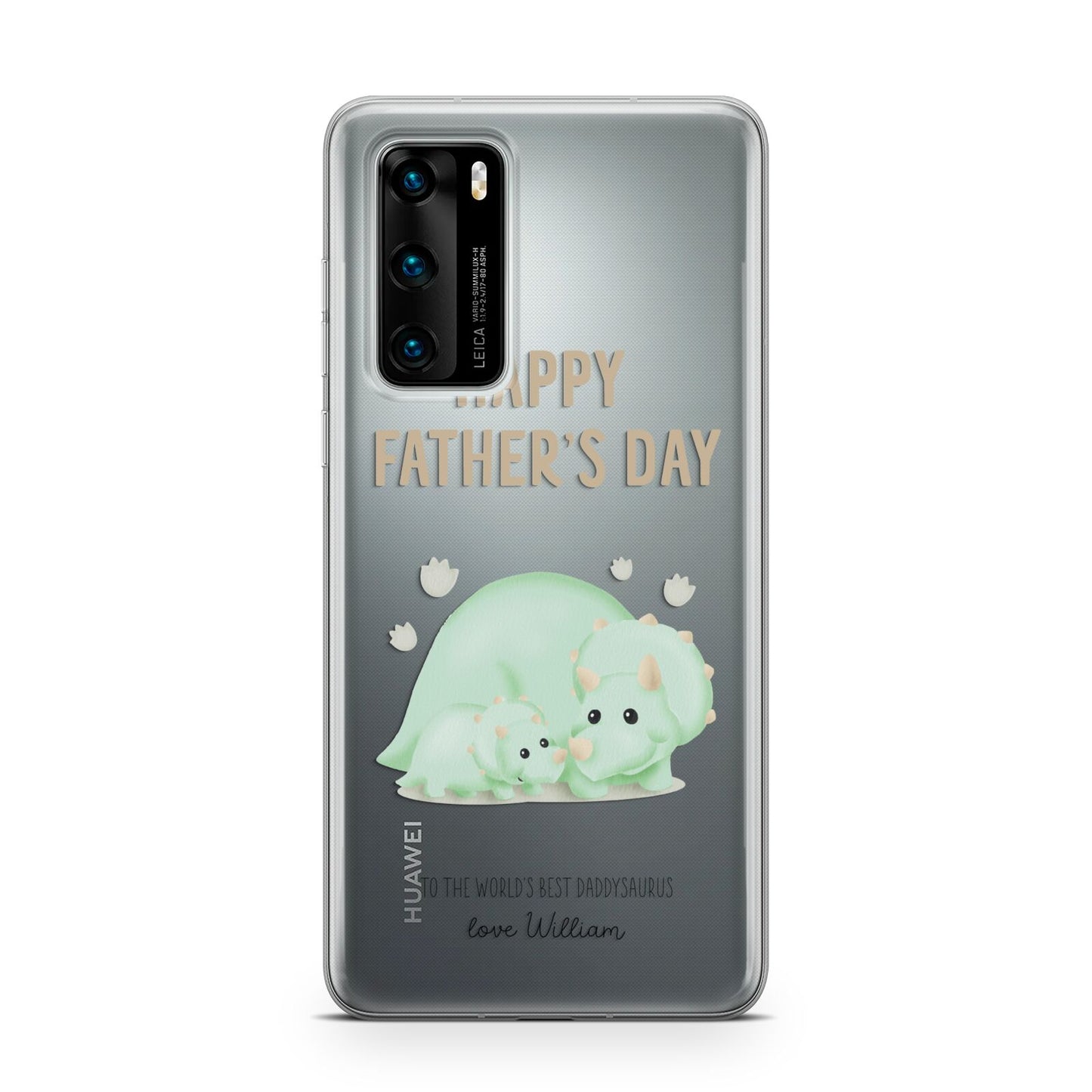 Happy Fathers Day Custom Triceratops Huawei P40 Phone Case