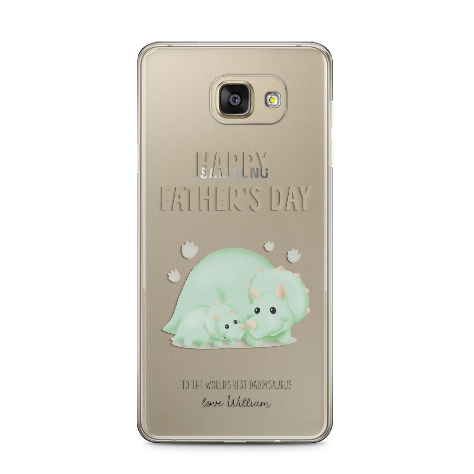 Happy Fathers Day Custom Triceratops Samsung Galaxy A5 2016 Case on gold phone