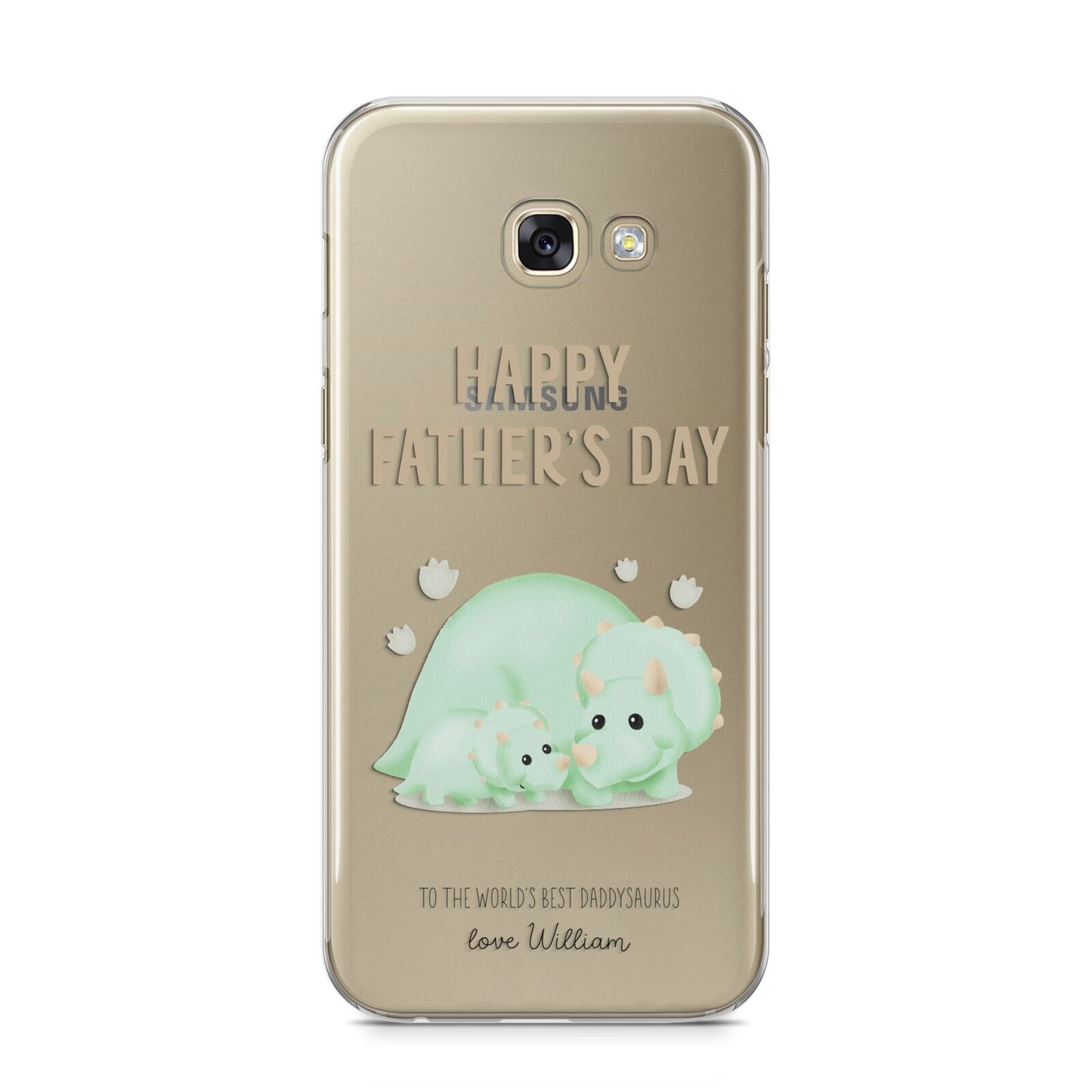 Happy Fathers Day Custom Triceratops Samsung Galaxy A5 2017 Case on gold phone