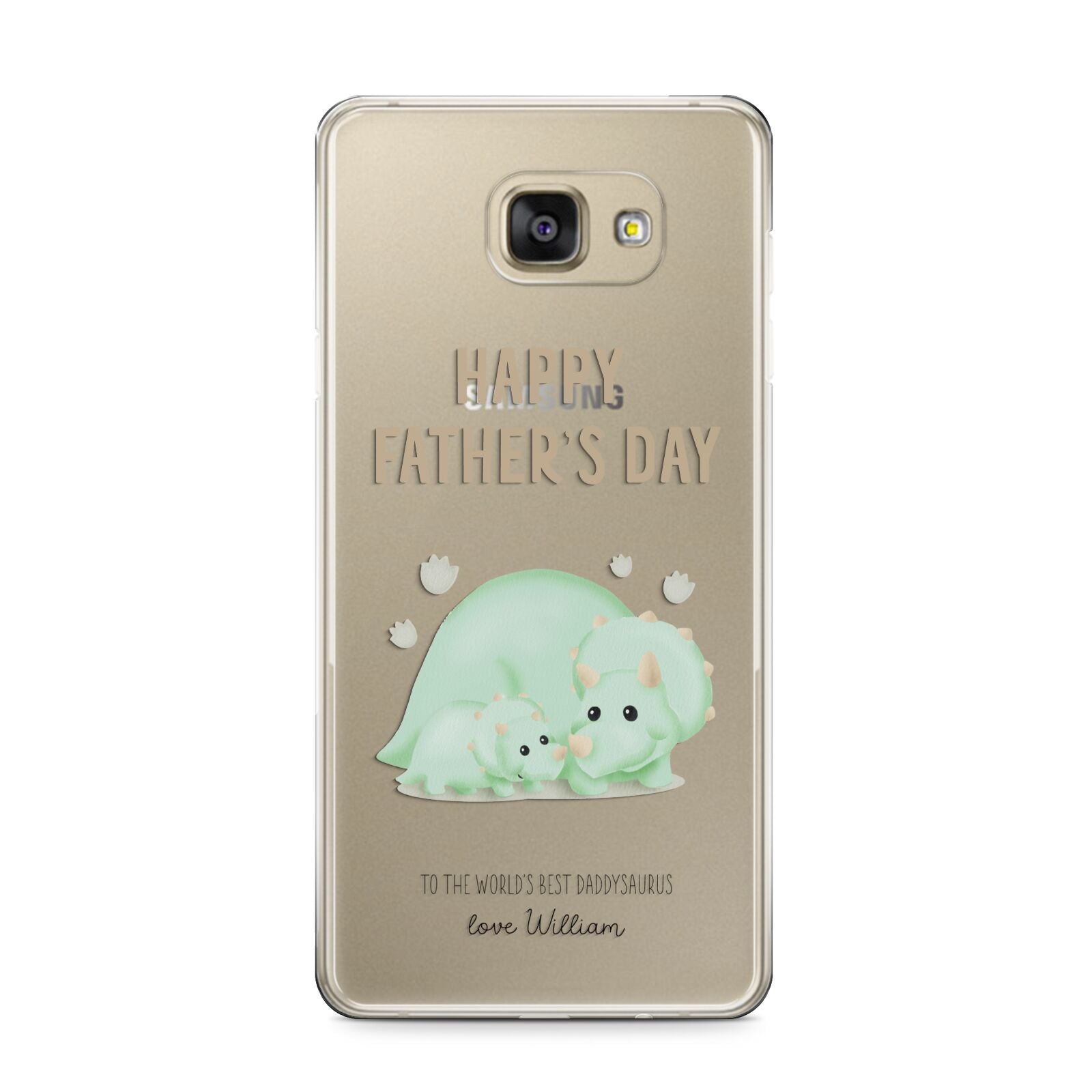 Happy Fathers Day Custom Triceratops Samsung Galaxy A9 2016 Case on gold phone