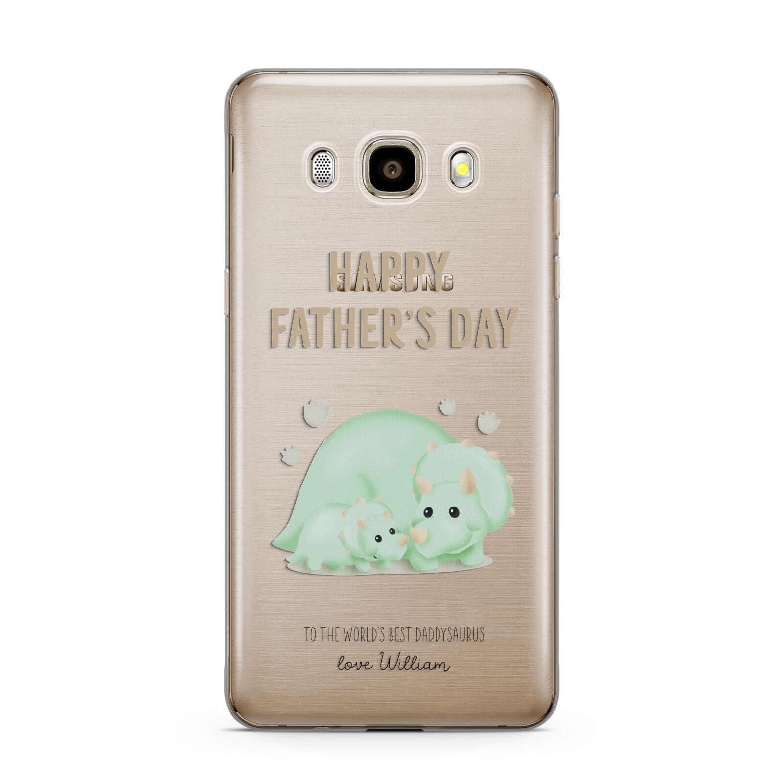 Happy Fathers Day Custom Triceratops Samsung Galaxy J7 2016 Case on gold phone