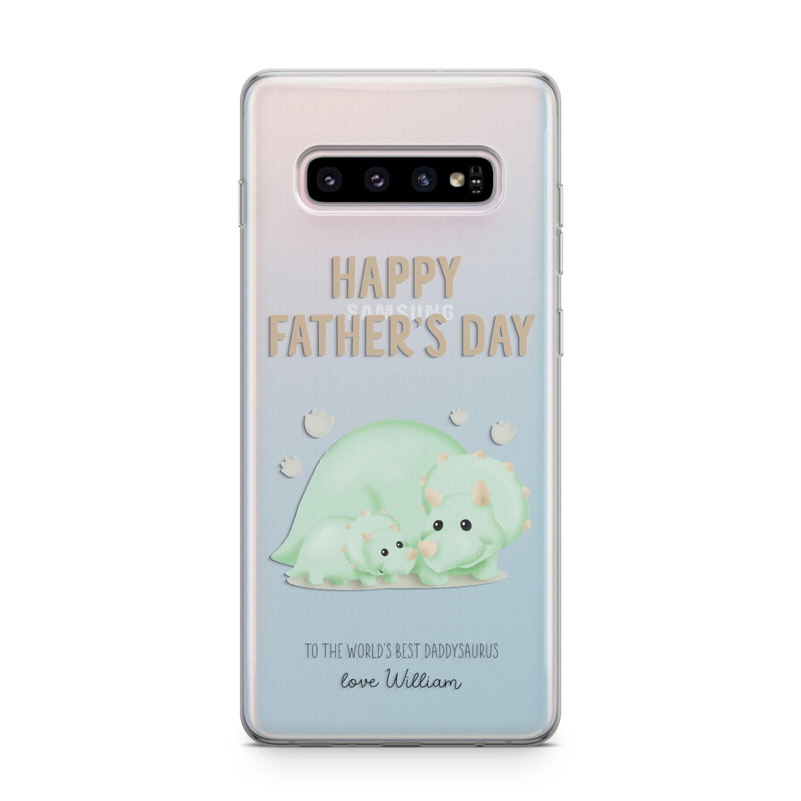 Happy Fathers Day Custom Triceratops Samsung Galaxy S10 Plus Case