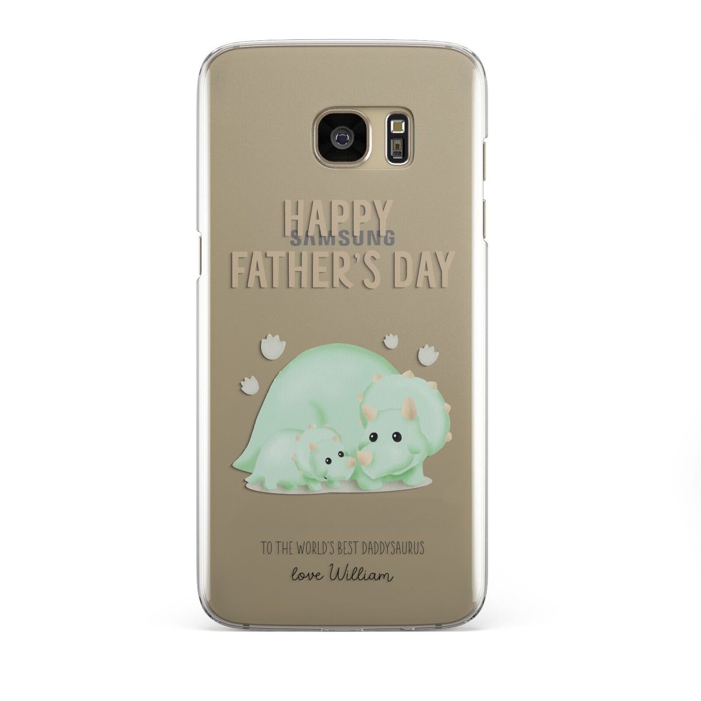 Happy Fathers Day Custom Triceratops Samsung Galaxy S7 Edge Case