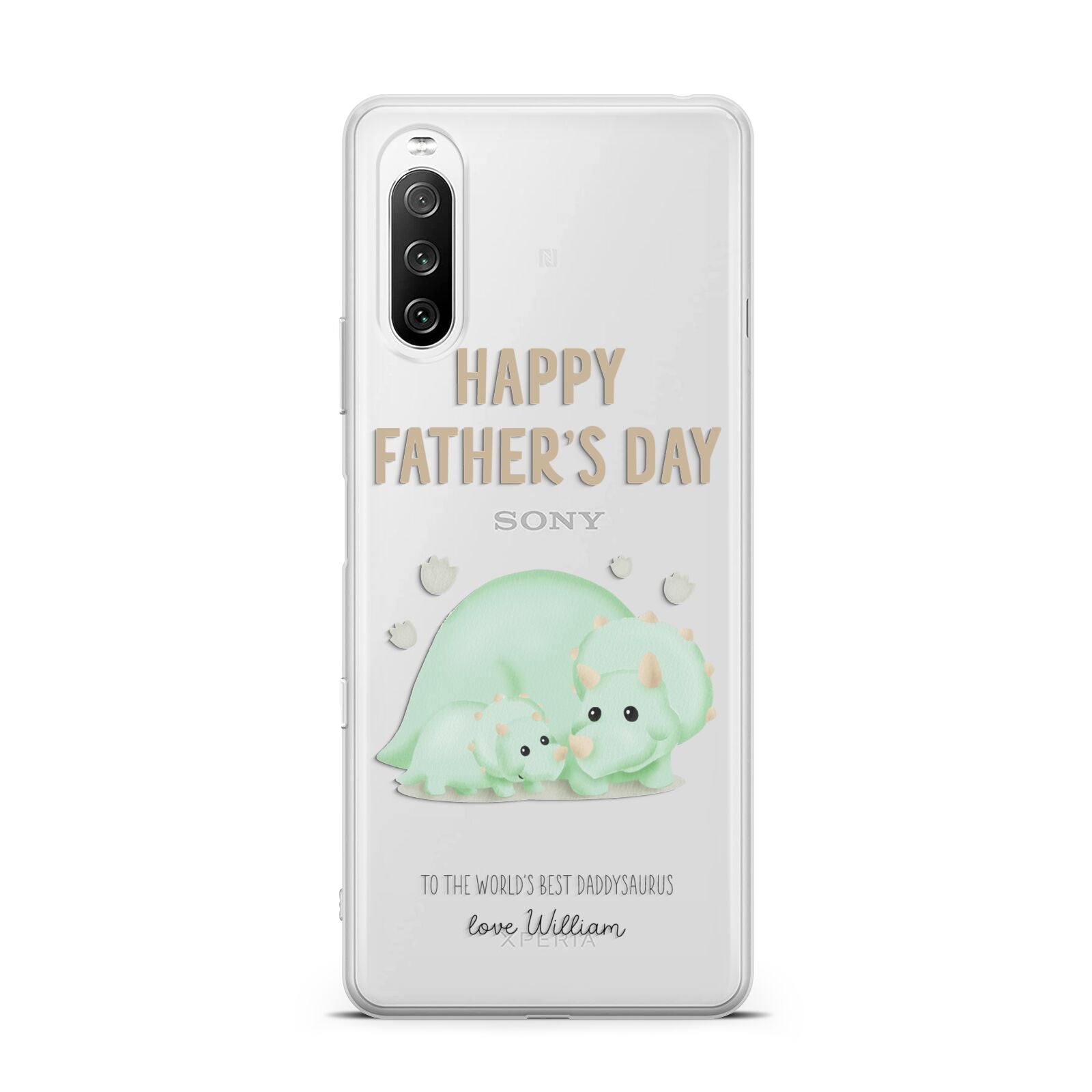 Happy Fathers Day Custom Triceratops Sony Xperia 10 III Case