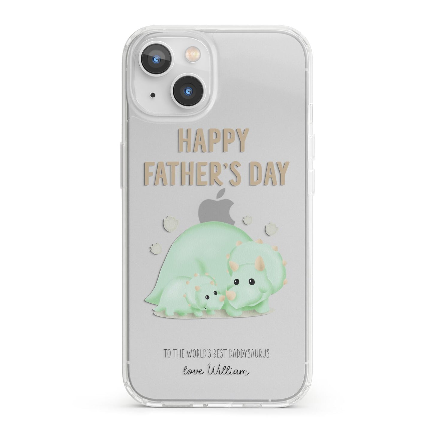 Happy Fathers Day Custom Triceratops iPhone 13 Clear Bumper Case